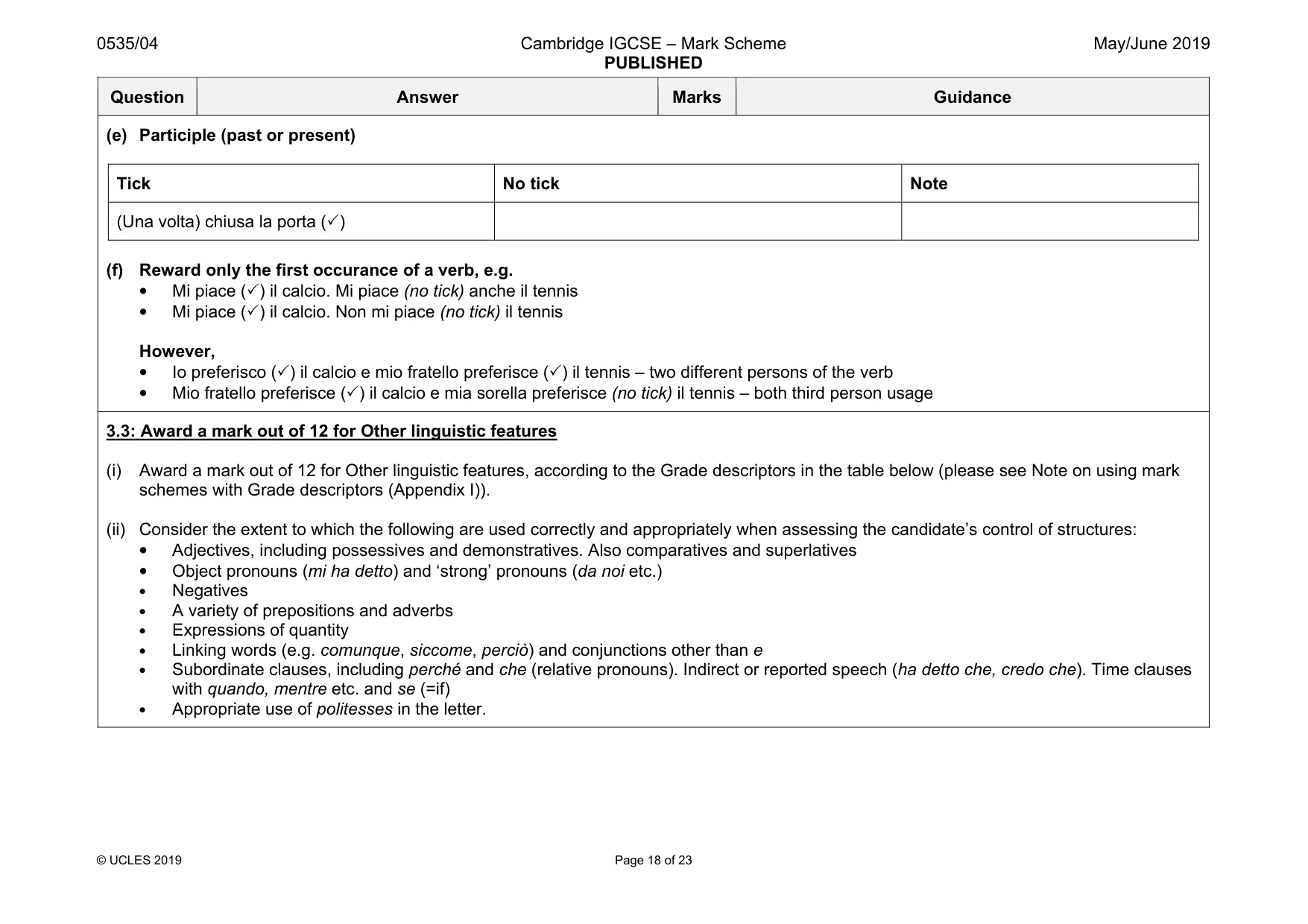 Mark scheme, page 18 of 23