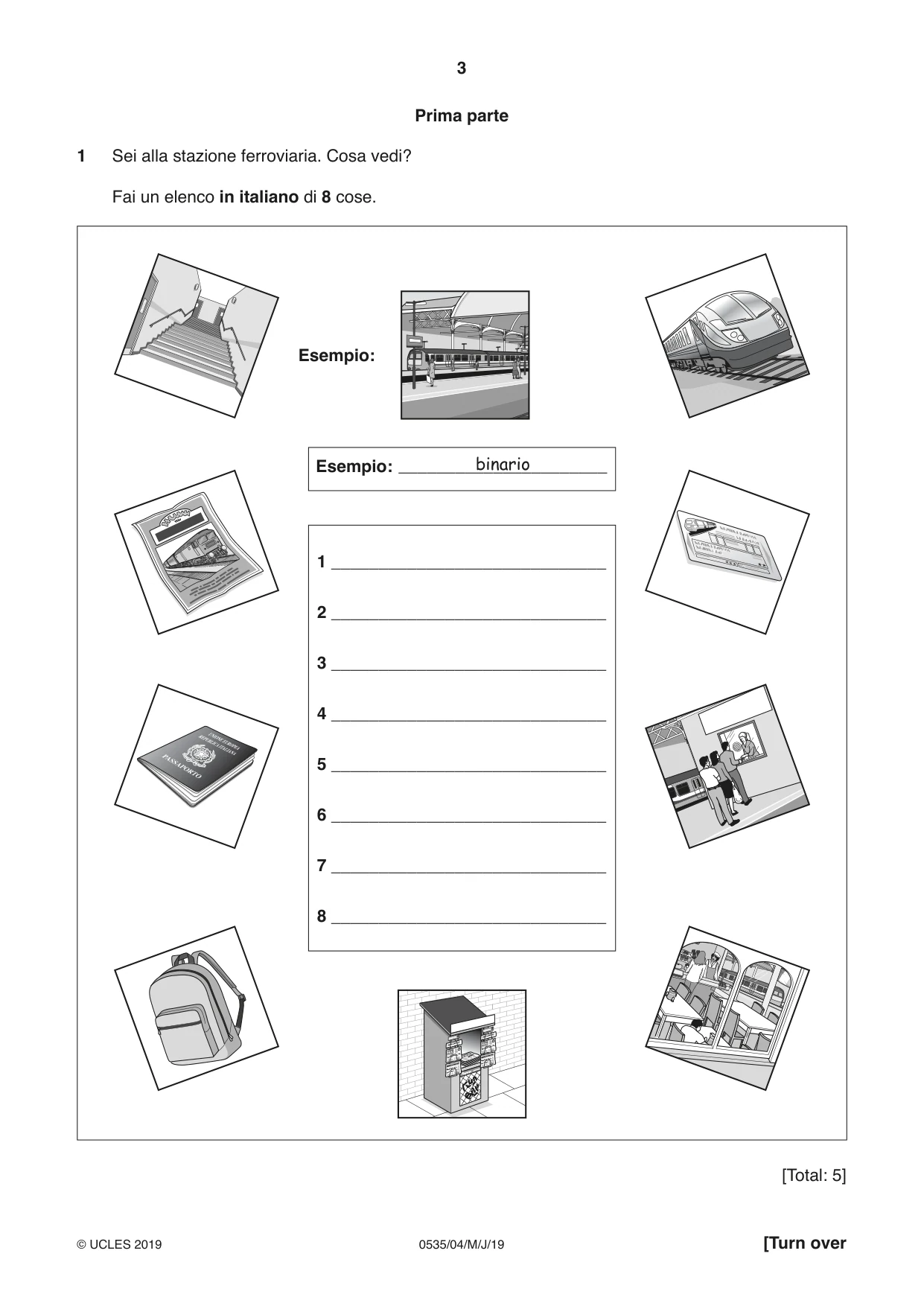 Cambridge IGCSE Italian - Foreign Language 0535 2019 May/June Paper 4 · Variant 1 question paper, page 3 of 8