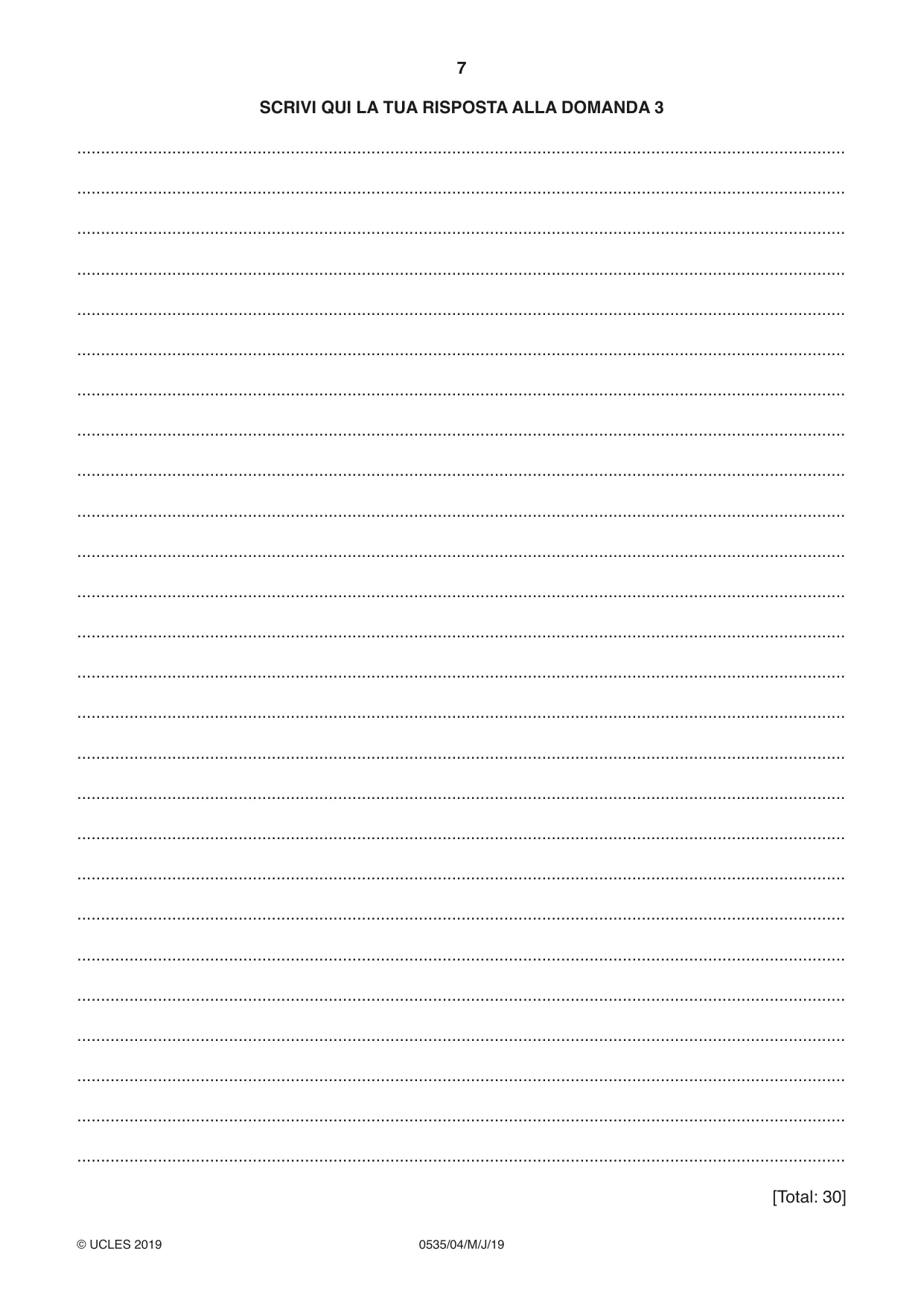 Cambridge IGCSE Italian - Foreign Language 0535 2019 May/June Paper 4 · Variant 1 question paper, page 7 of 8
