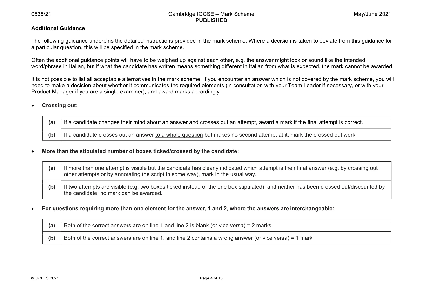 Mark scheme, page 4 of 10