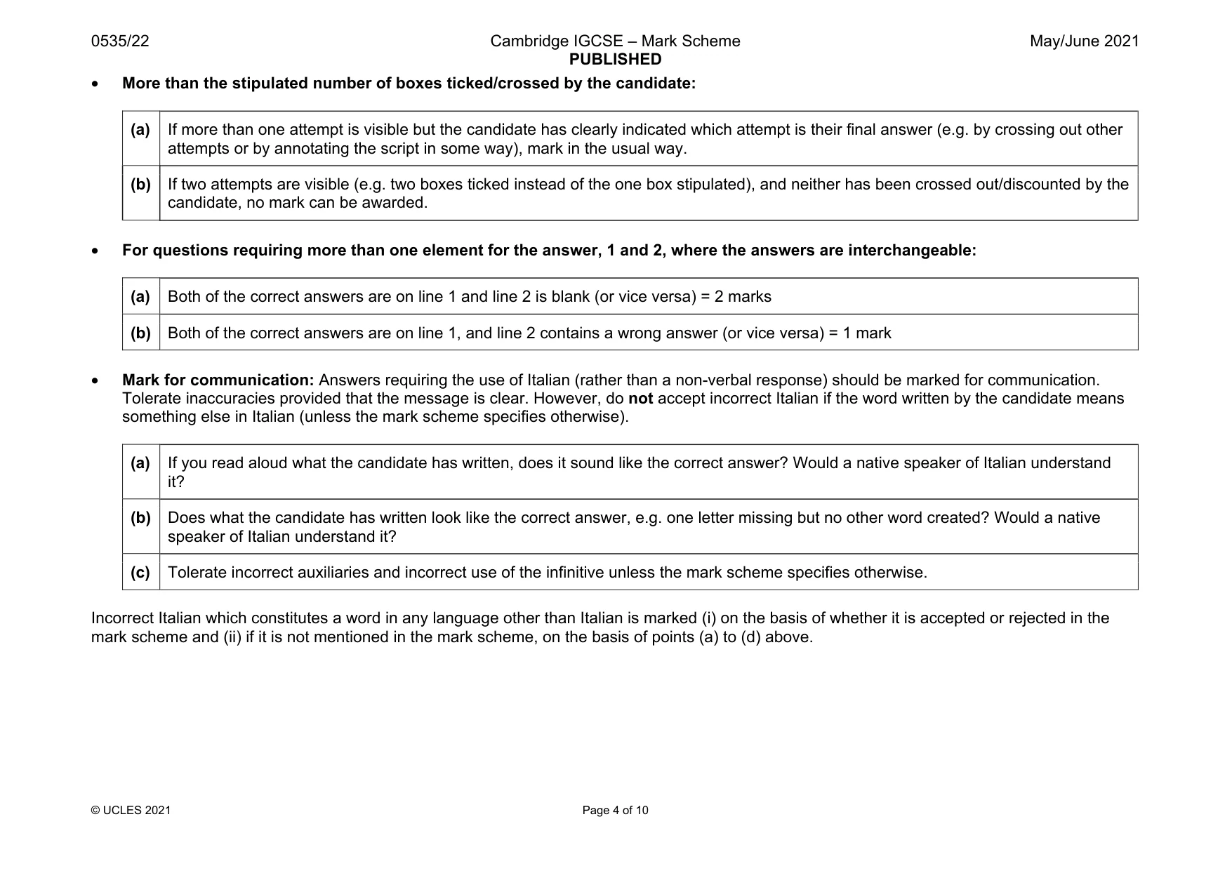 Mark scheme, page 4 of 10