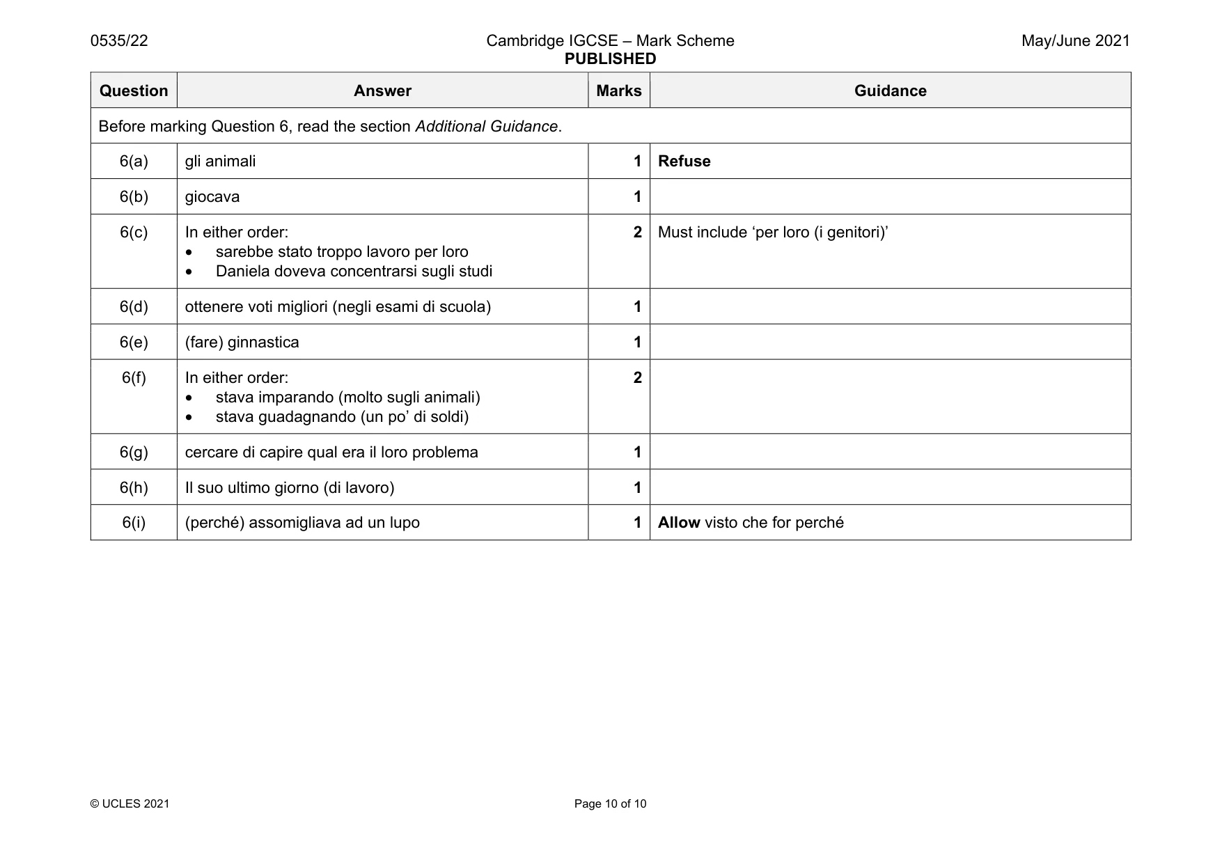 Mark scheme, page 10 of 10