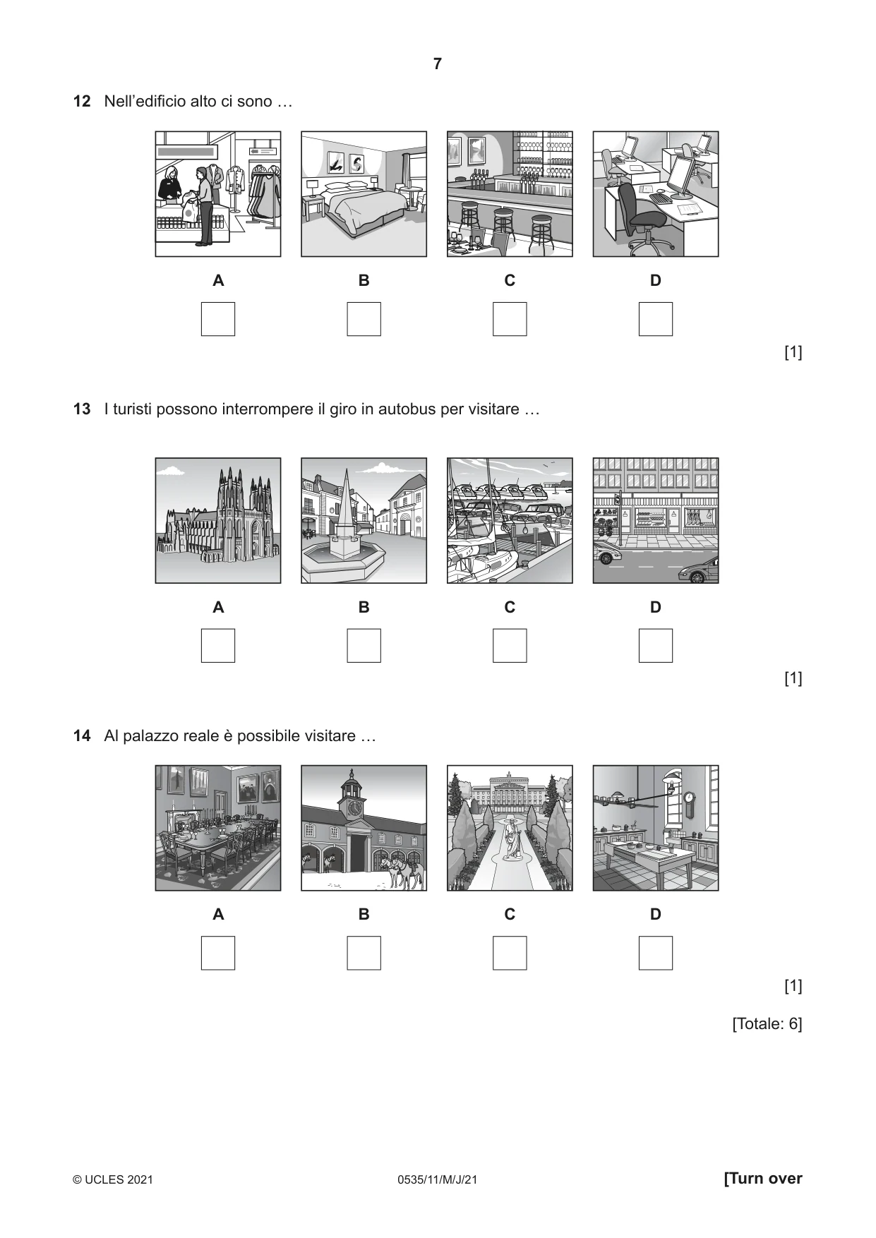 Cambridge IGCSE Italian - Foreign Language 0535 2021 May/June Paper 1 · Variant 1 question paper, page 7 of 16