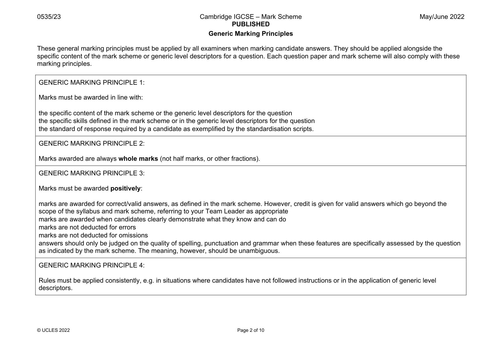 Mark scheme, page 2 of 10