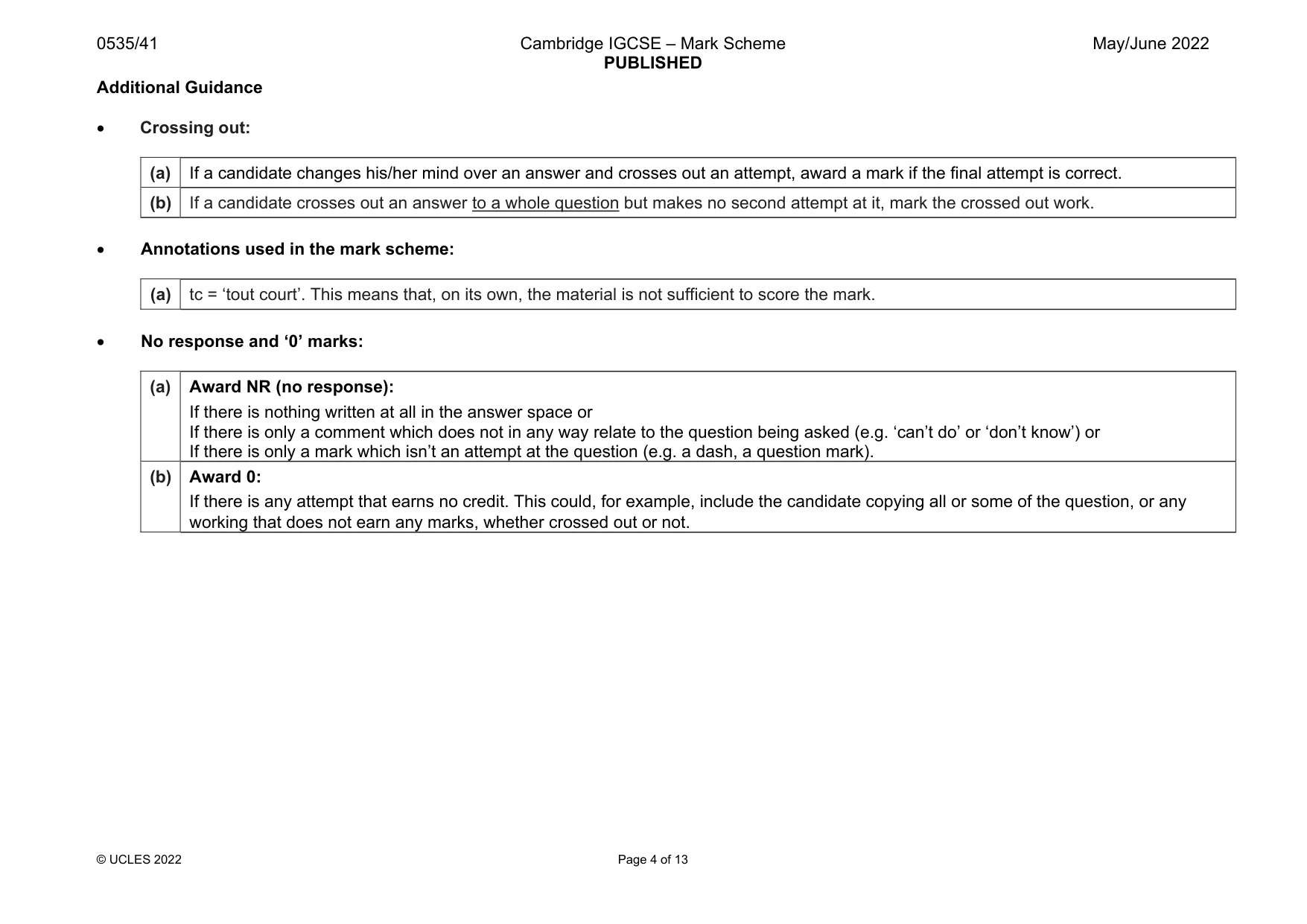 Mark scheme, page 4 of 13