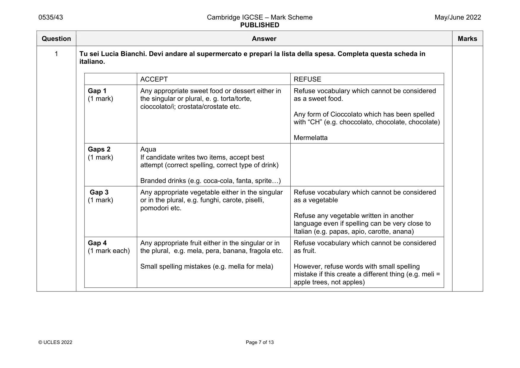 Mark scheme, page 7 of 13