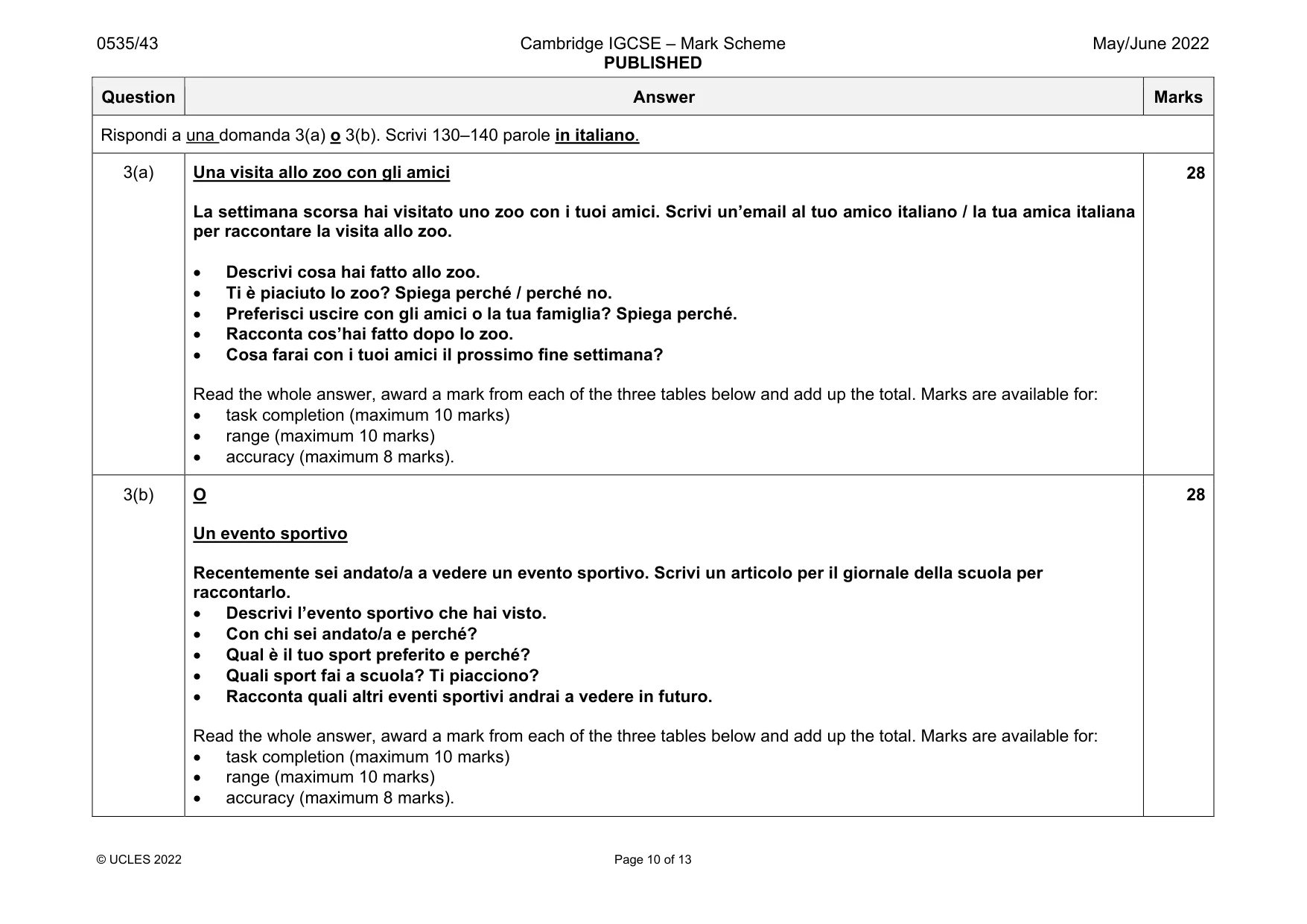 Mark scheme, page 10 of 13