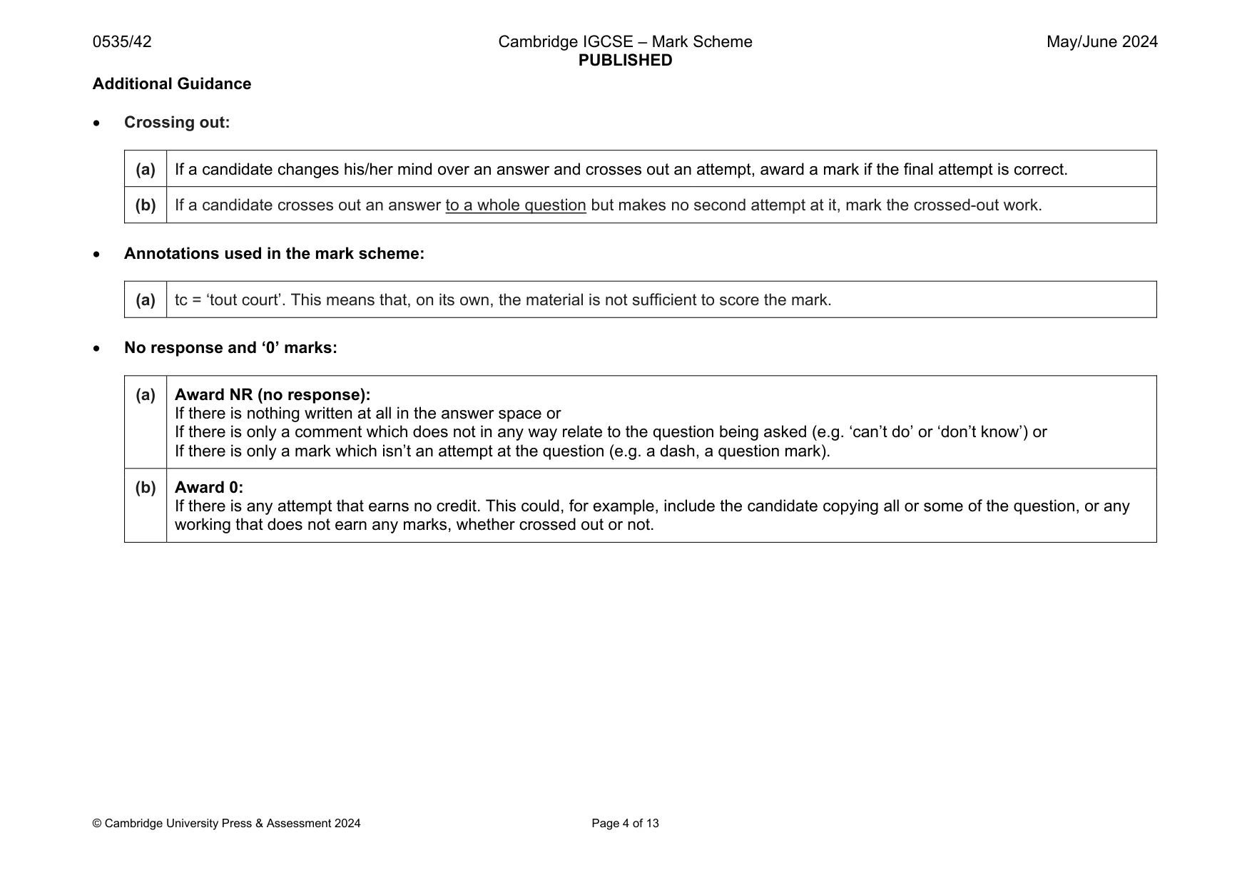 Mark scheme, page 4 of 13