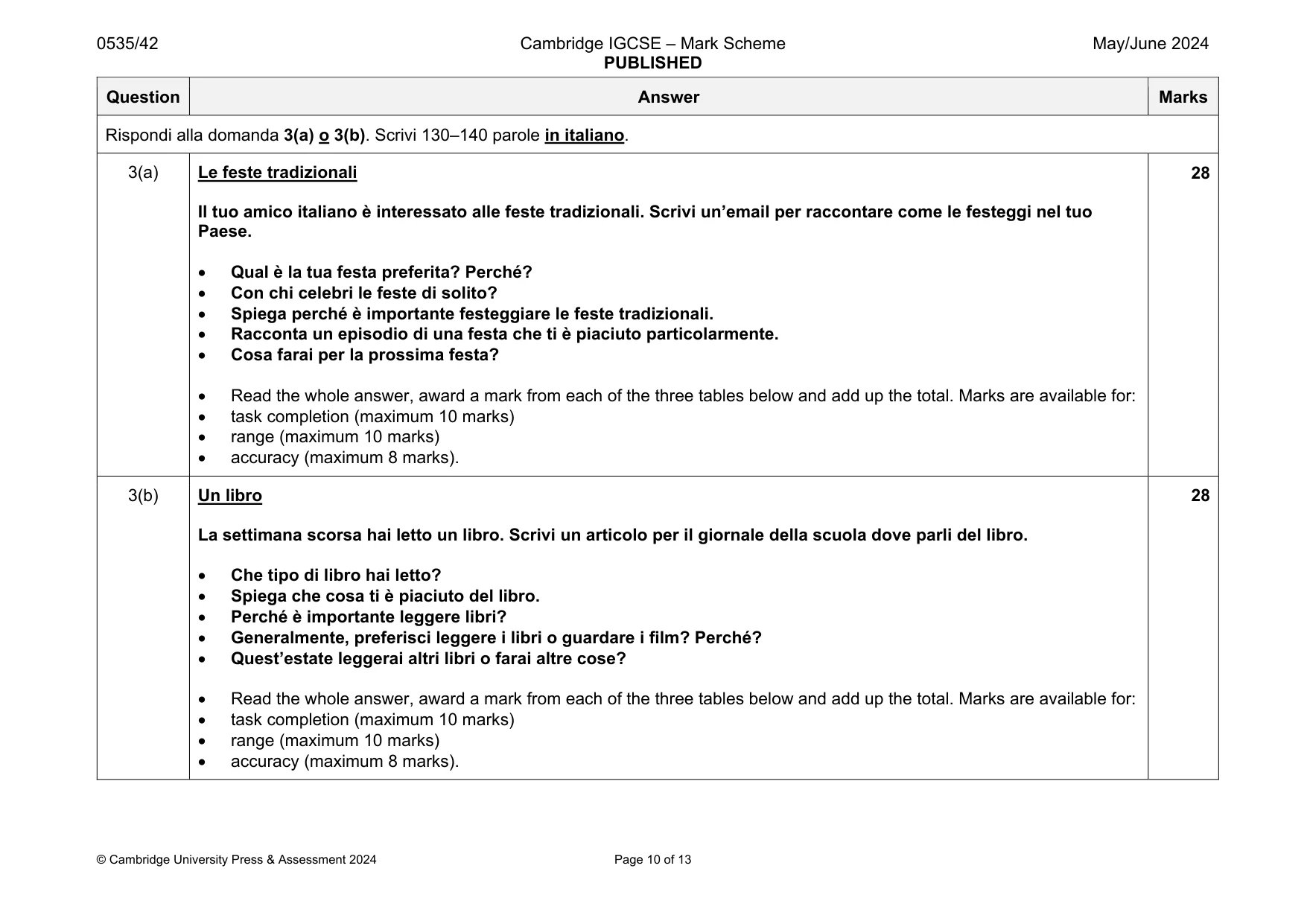 Mark scheme, page 10 of 13