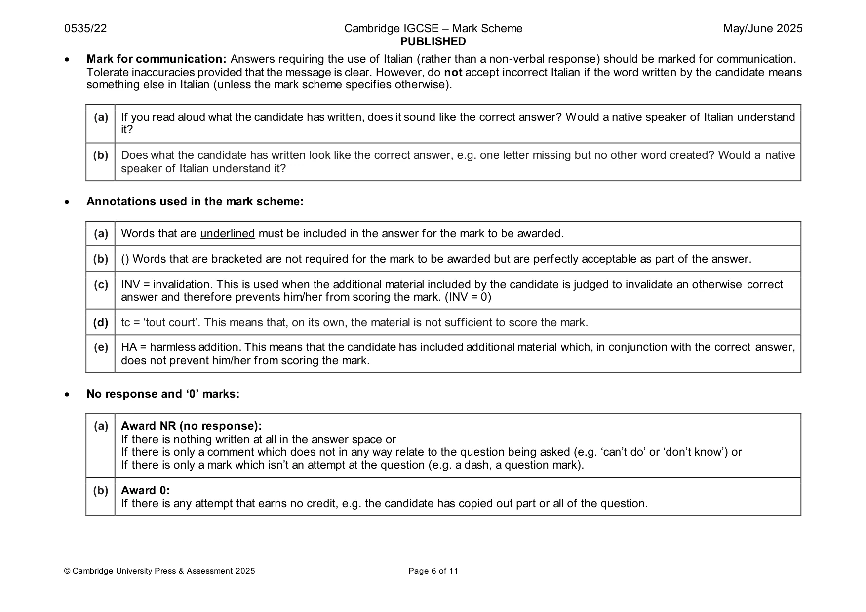 Mark scheme, page 6 of 11