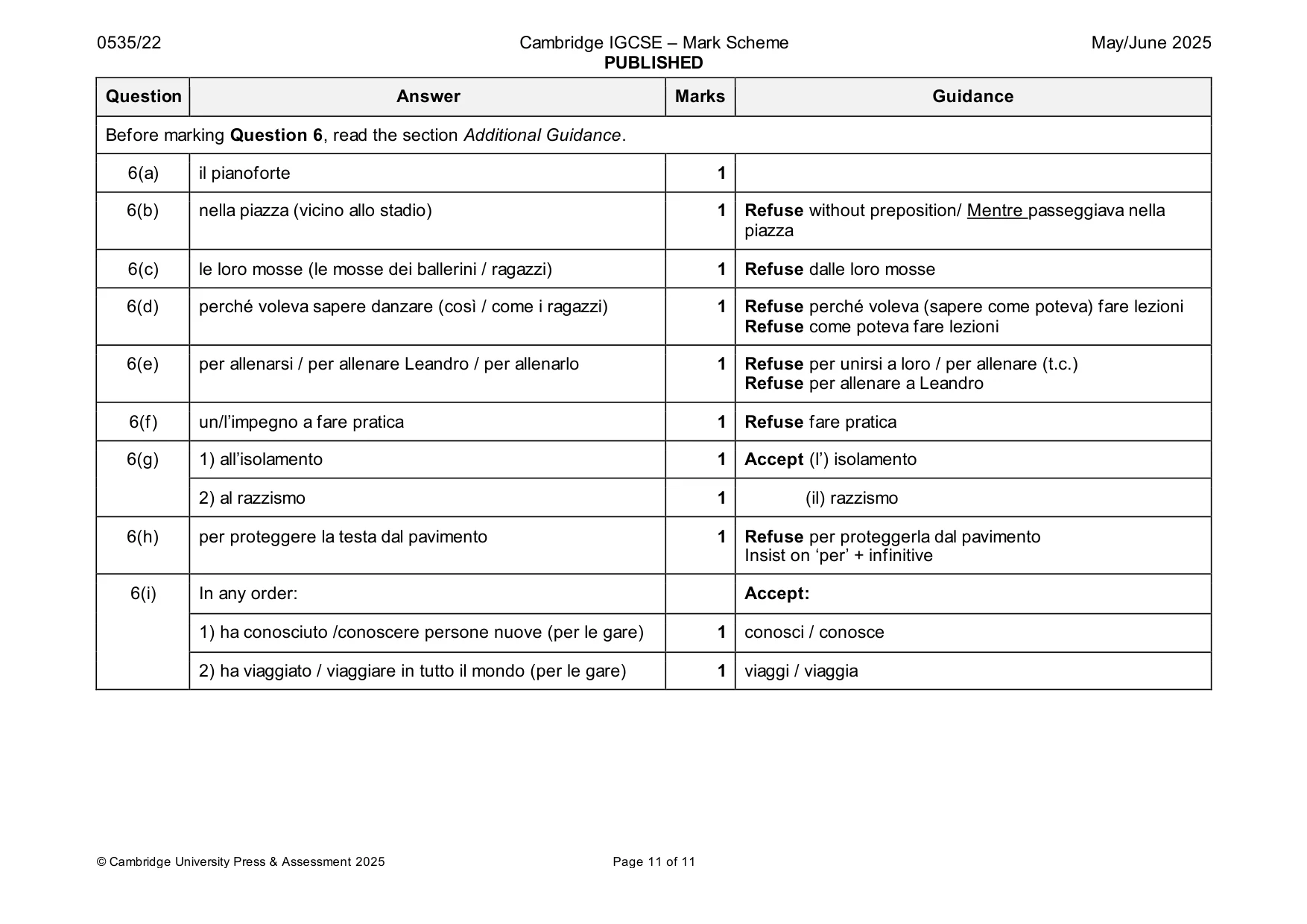 Mark scheme, page 11 of 11