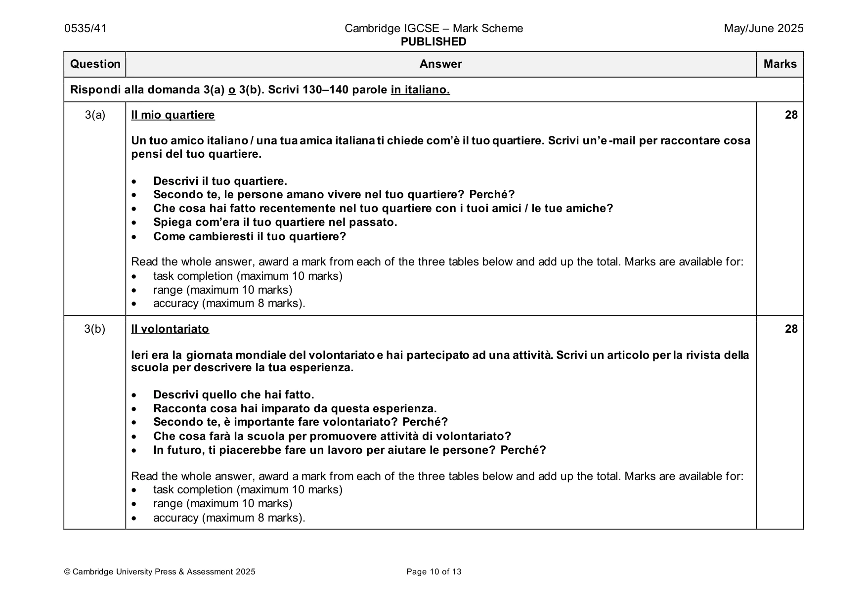 Mark scheme, page 10 of 13