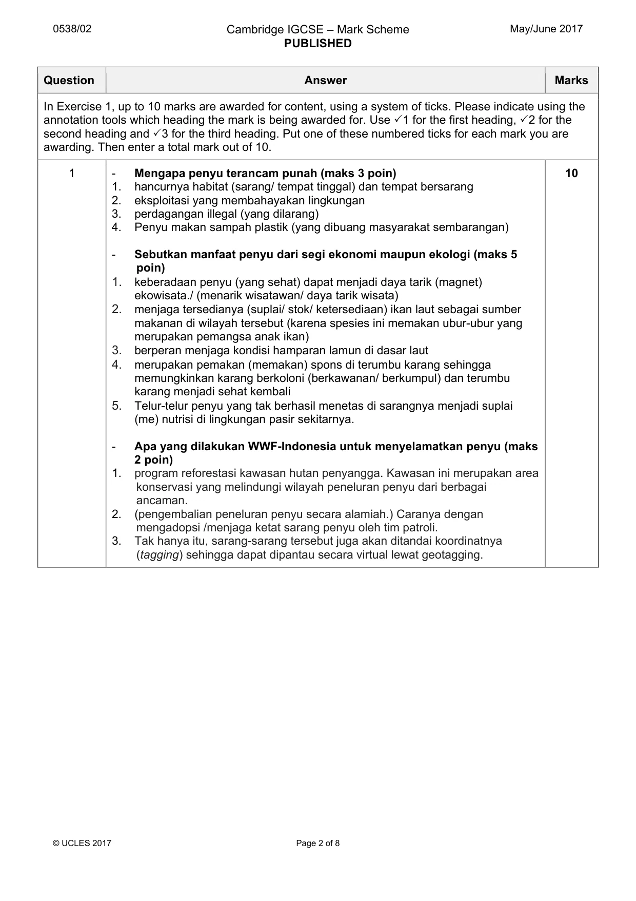 Mark scheme, page 2 of 8
