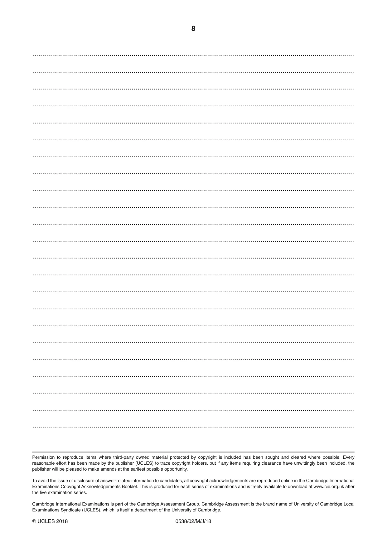 Cambridge IGCSE Bahasa Indonesia 0538 2018 May/June Paper 2 · Variant 0 question paper, page 8 of 8