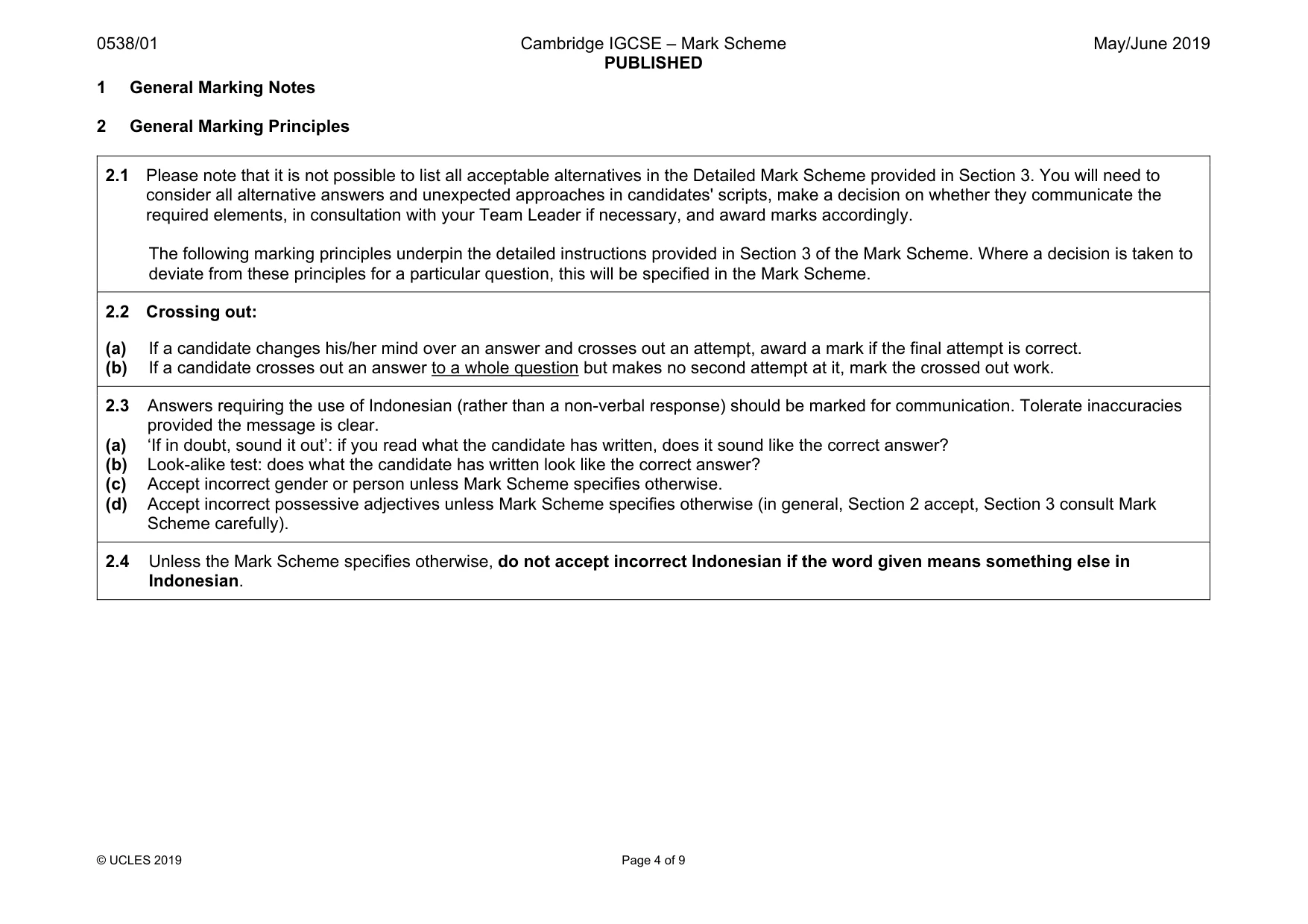 Mark scheme, page 4 of 9