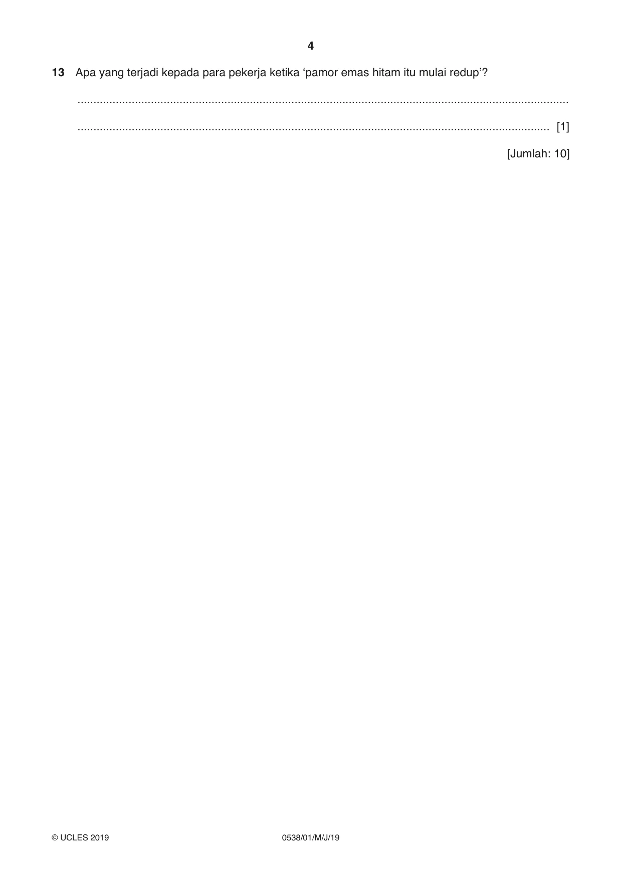 Cambridge IGCSE Bahasa Indonesia 0538 2019 May/June Paper 1 · Variant 1 question paper, page 4 of 12