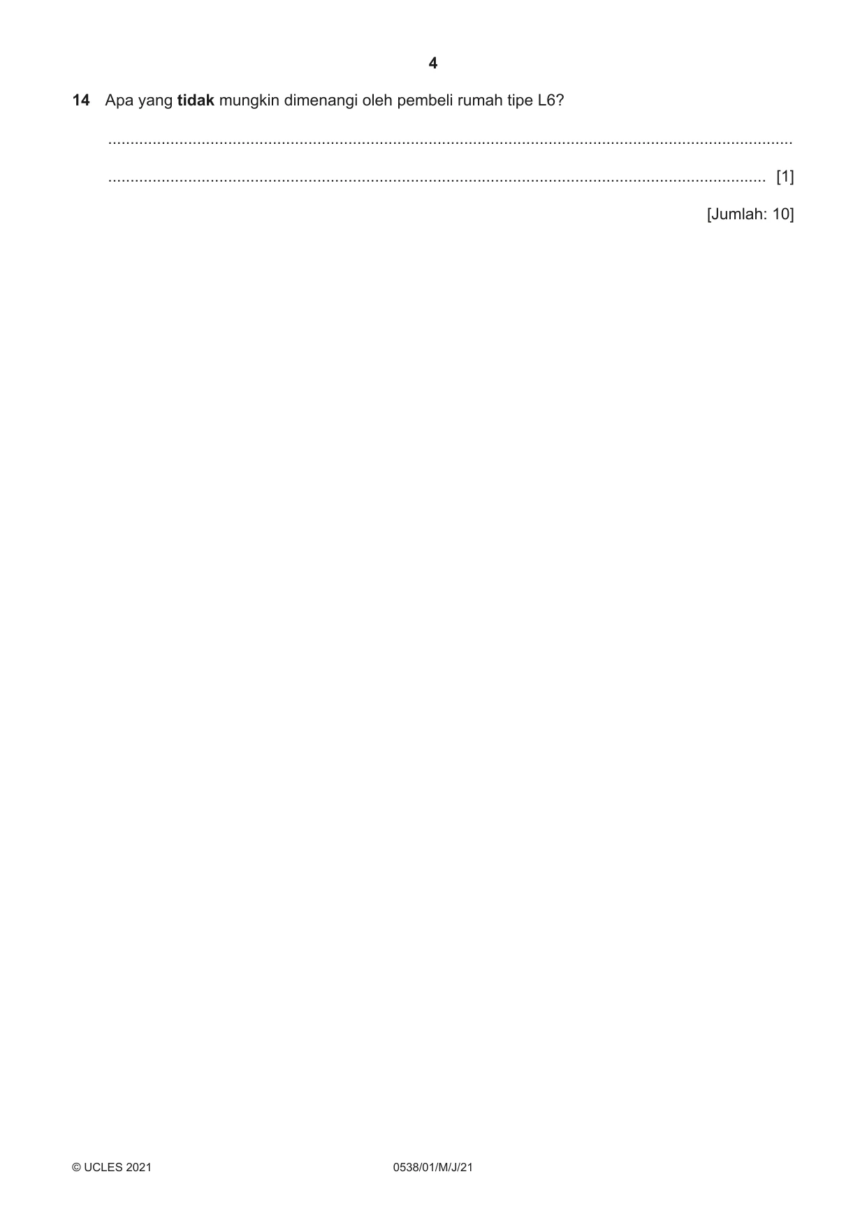 Cambridge IGCSE Bahasa Indonesia 0538 2021 May/June Paper 1 · Variant 0 question paper, page 4 of 12