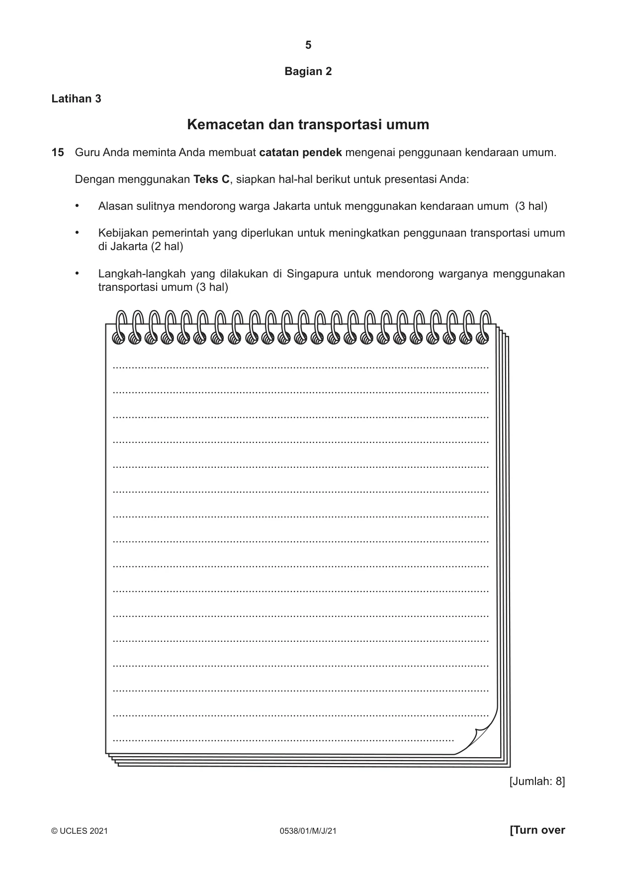 Cambridge IGCSE Bahasa Indonesia 0538 2021 May/June Paper 1 · Variant 0 question paper, page 5 of 12