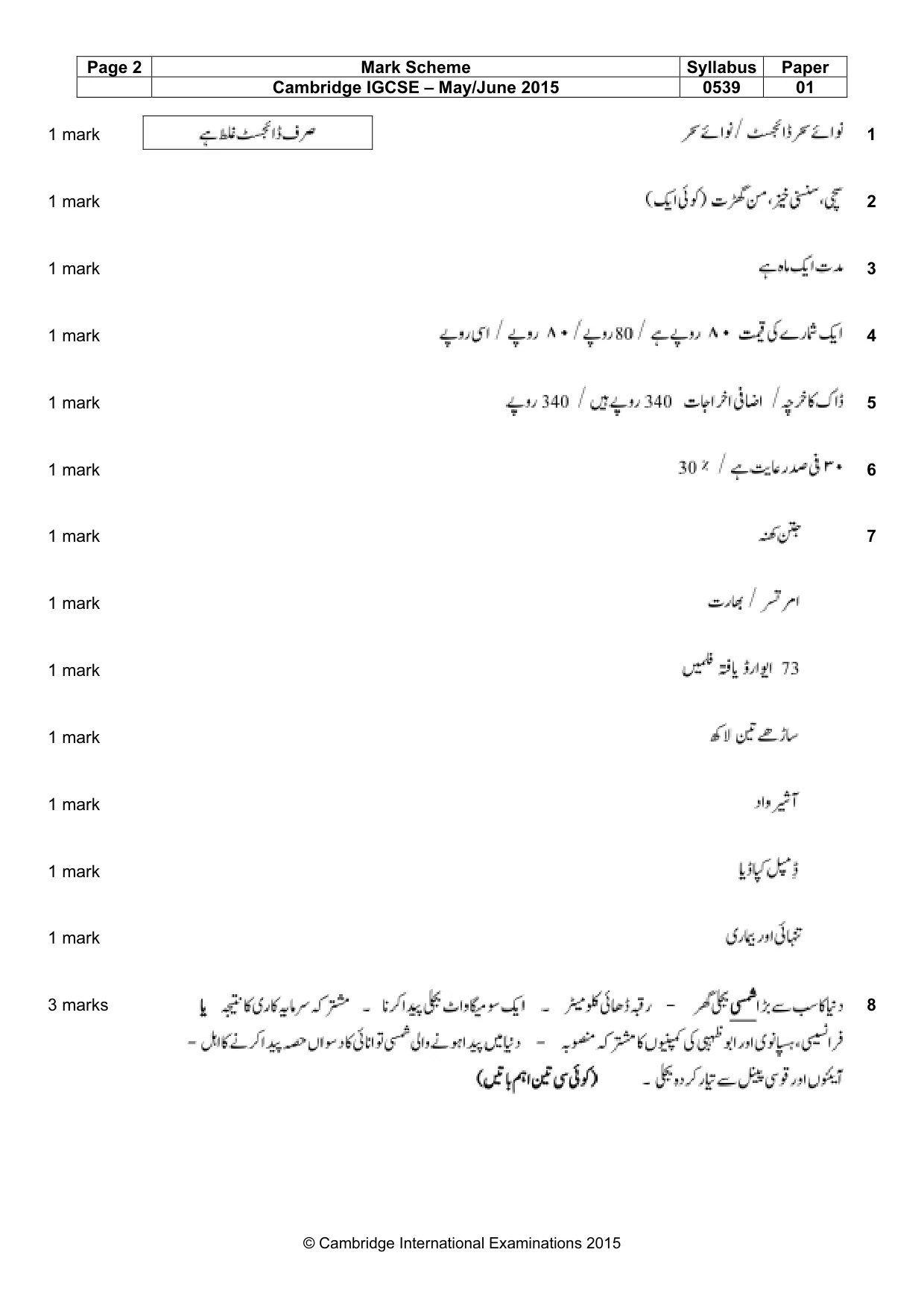 Mark scheme, page 2 of 7