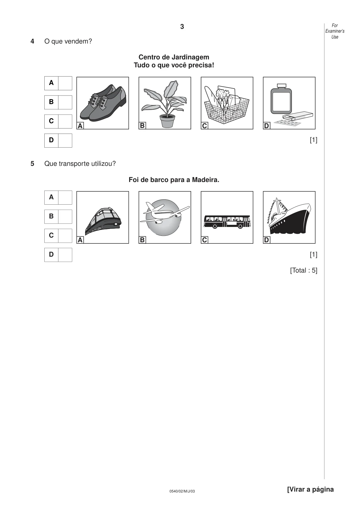 Cambridge IGCSE Portuguese - Foreign Language 0540 2003 May/June Paper 2 · Variant 1 question paper, page 3 of 20