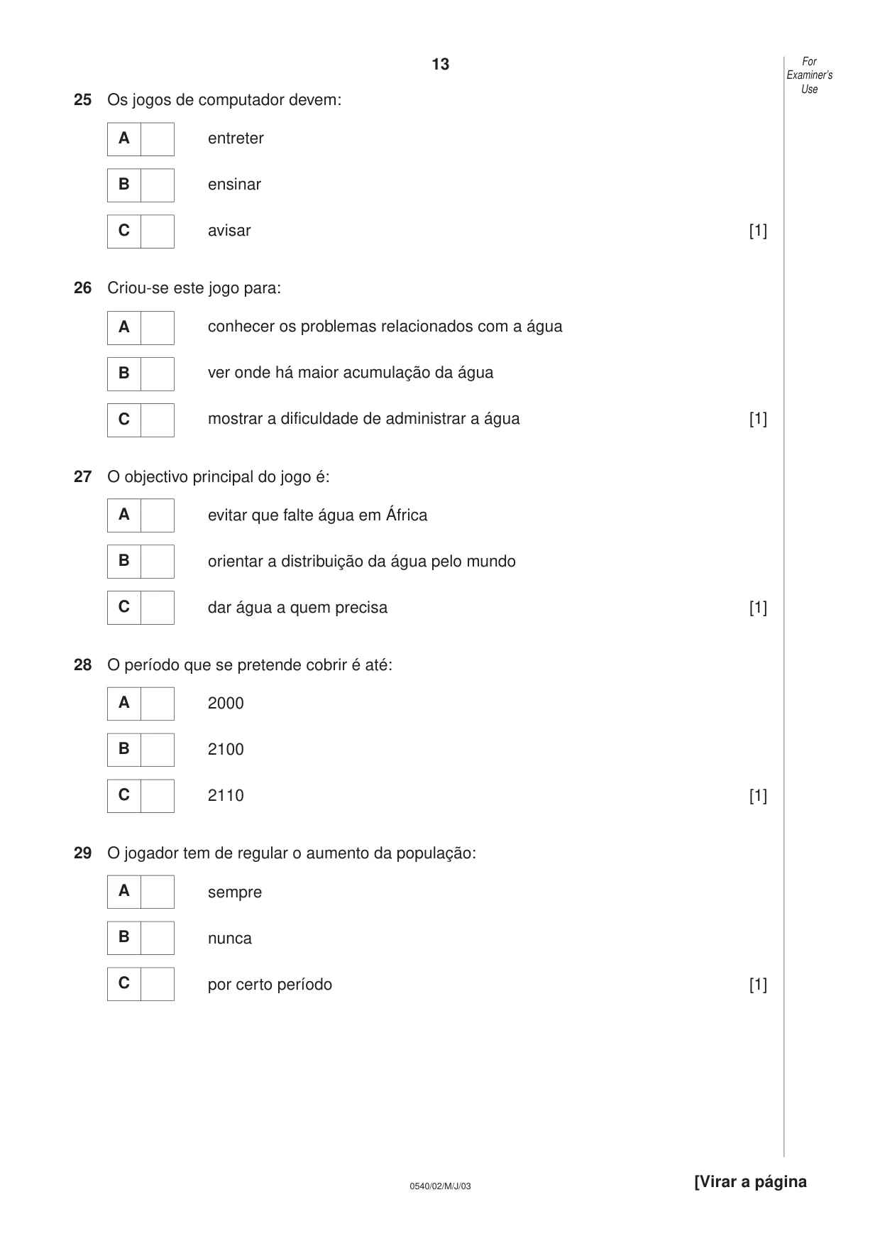 Cambridge IGCSE Portuguese - Foreign Language 0540 2003 May/June Paper 2 · Variant 1 question paper, page 13 of 20