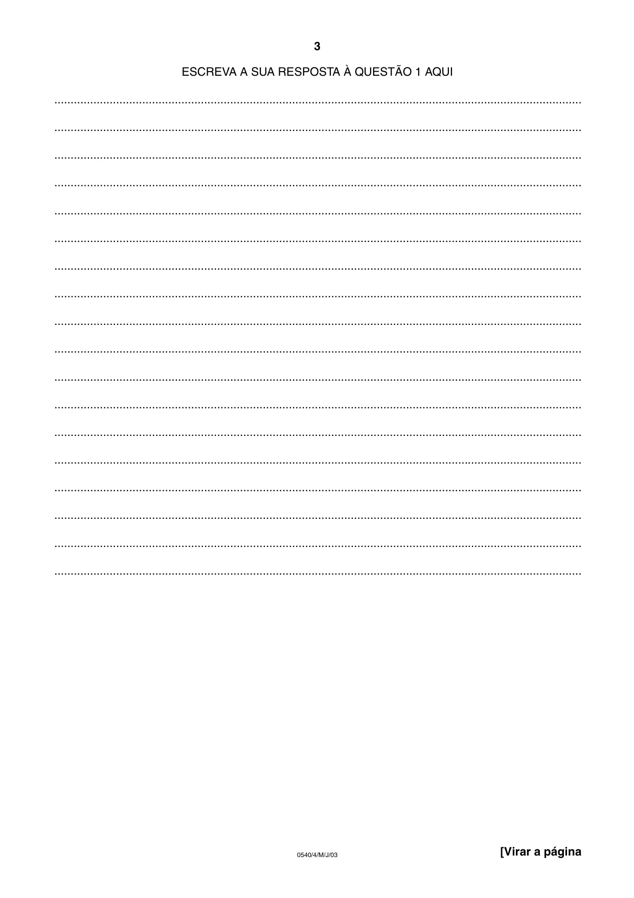 Cambridge IGCSE Portuguese - Foreign Language 0540 2003 May/June Paper 4 · Variant 1 question paper, page 3 of 4