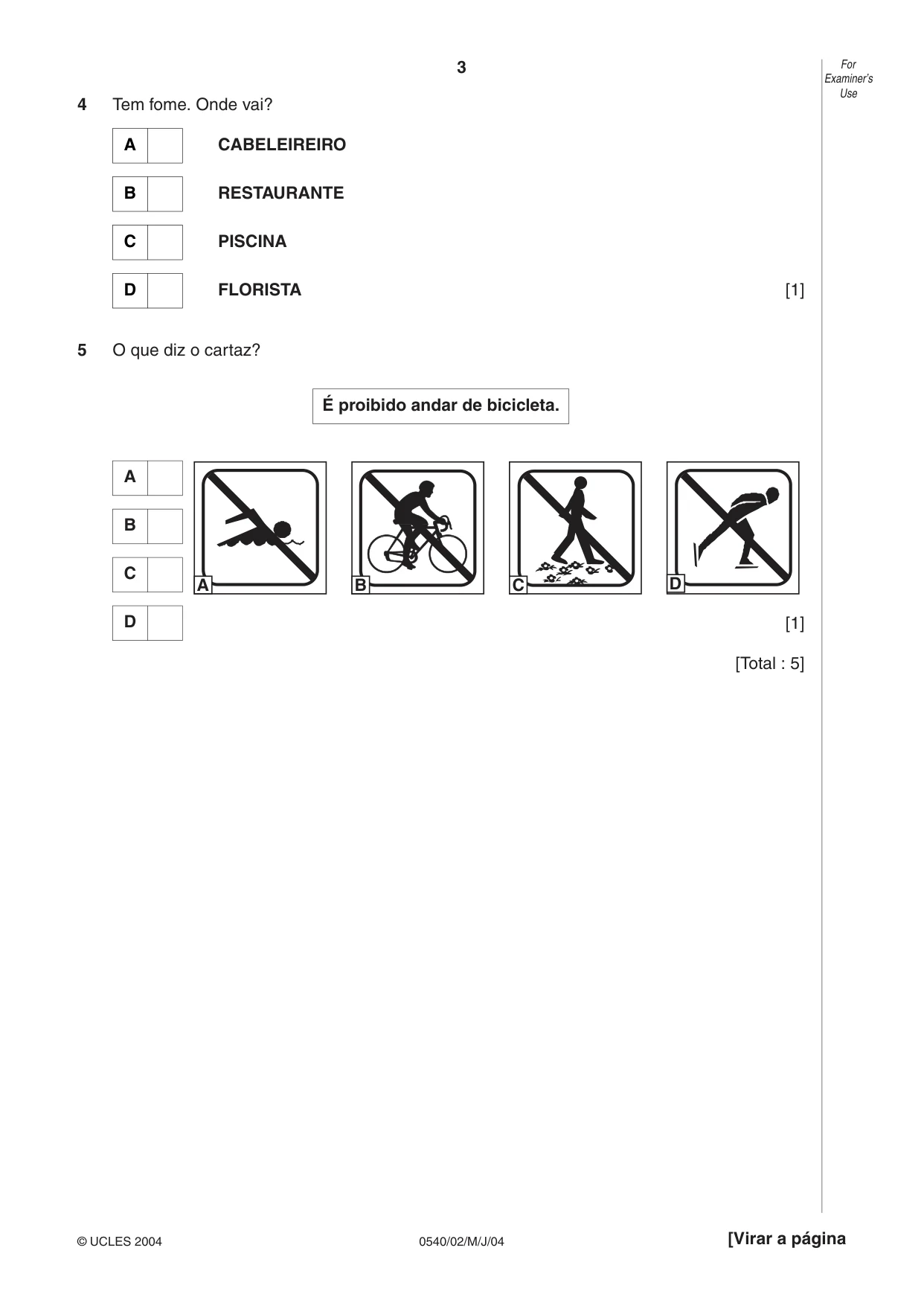 Cambridge IGCSE Portuguese - Foreign Language 0540 2004 May/June Paper 2 · Variant 1 question paper, page 3 of 20