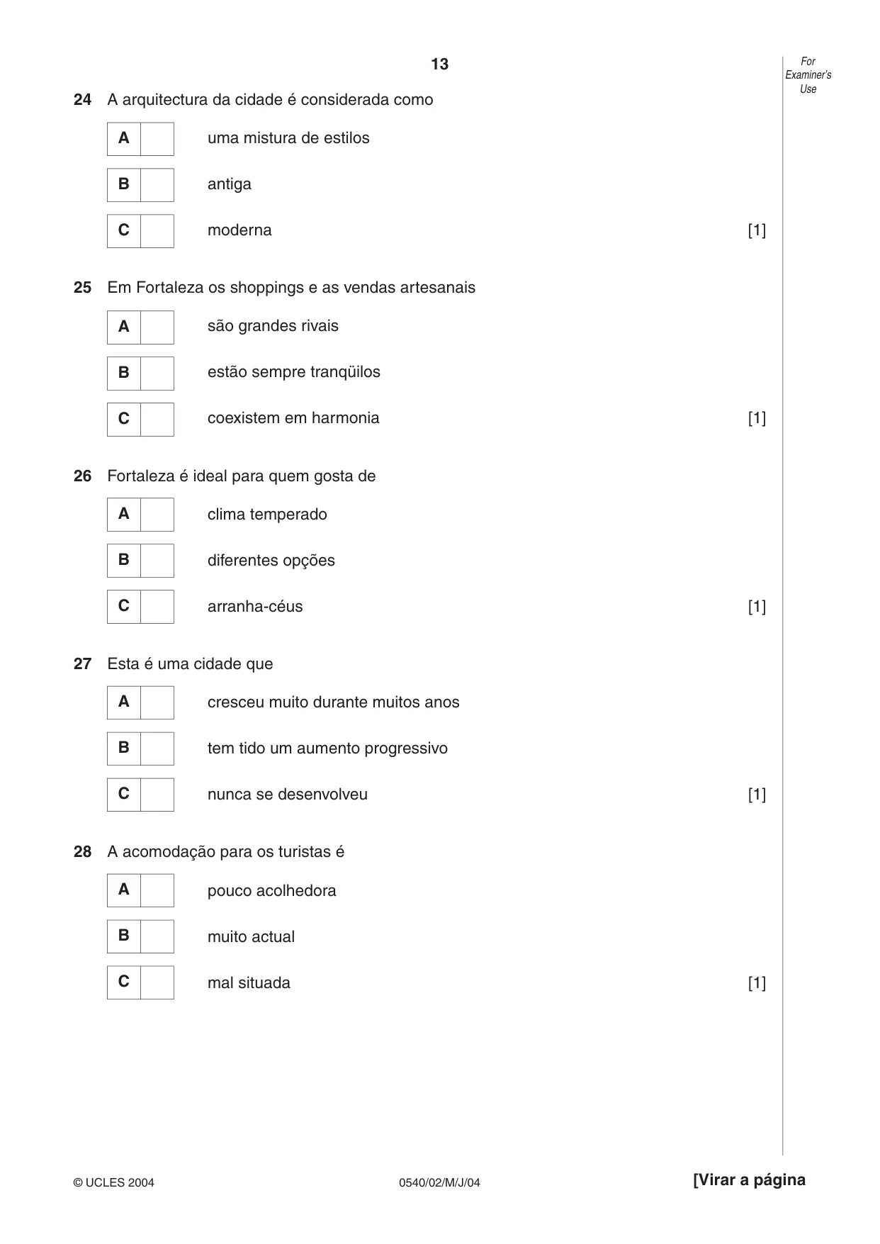 Cambridge IGCSE Portuguese - Foreign Language 0540 2004 May/June Paper 2 · Variant 1 question paper, page 13 of 20