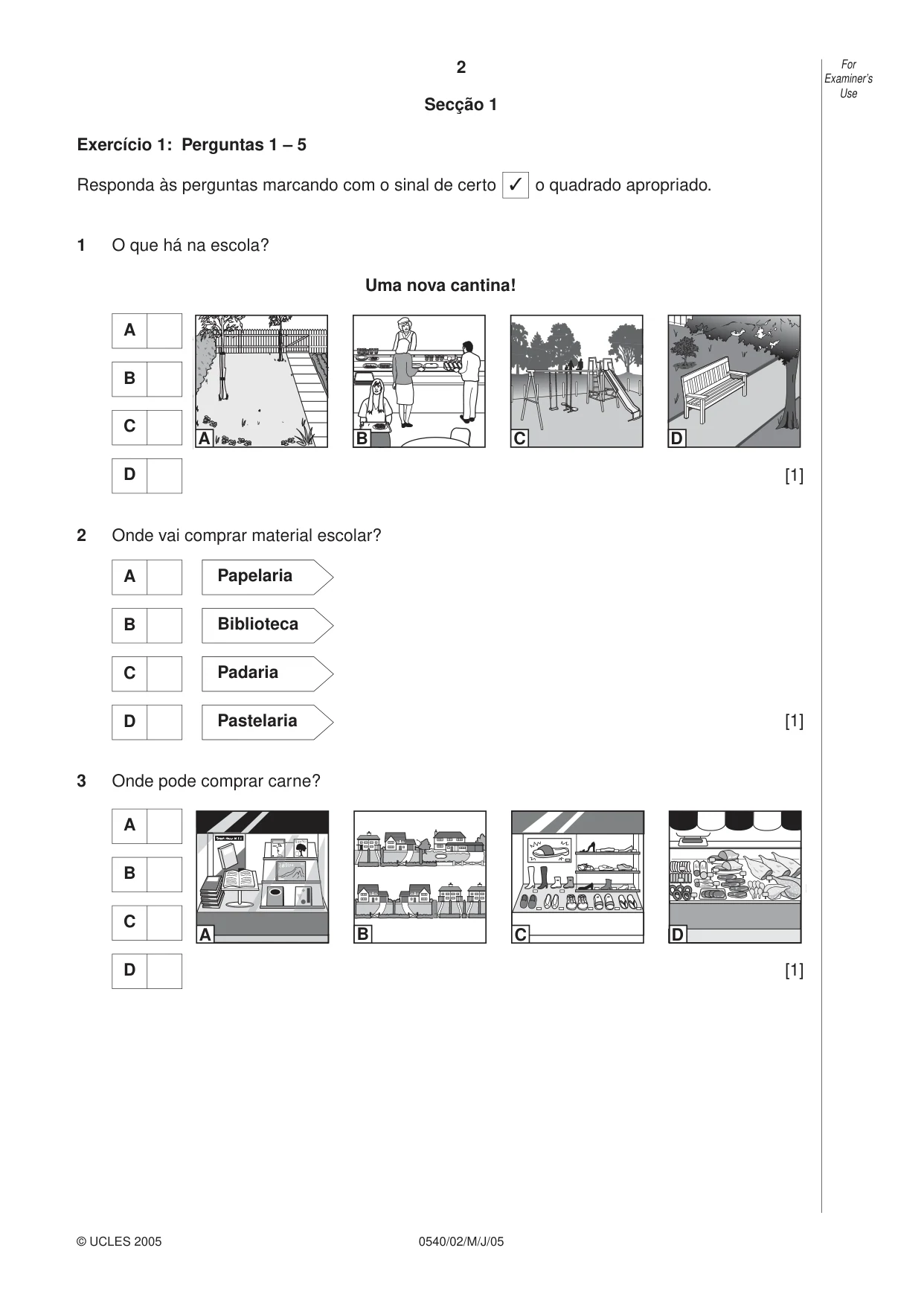 Cambridge IGCSE Portuguese - Foreign Language 0540 2005 May/June Paper 2 · Variant 1 question paper, page 2 of 20
