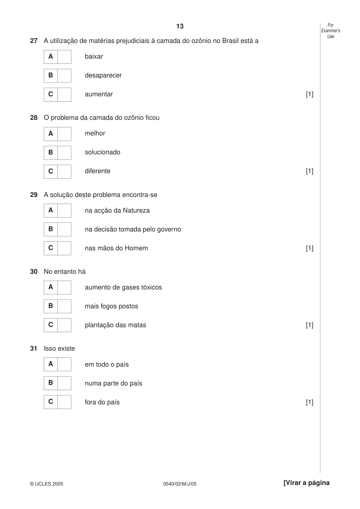 Cambridge IGCSE Portuguese - Foreign Language 0540 2005 May/June Paper 2 · Variant 1 question paper, page 13 of 20