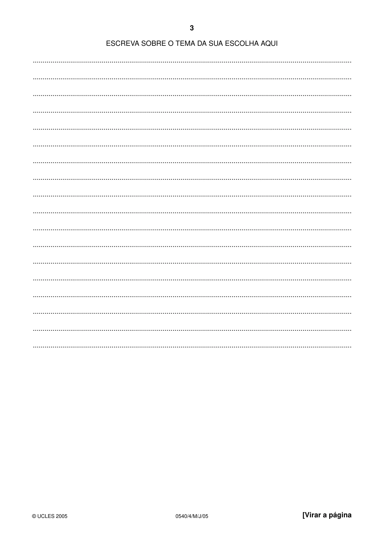 Cambridge IGCSE Portuguese - Foreign Language 0540 2005 May/June Paper 4 · Variant 1 question paper, page 3 of 4