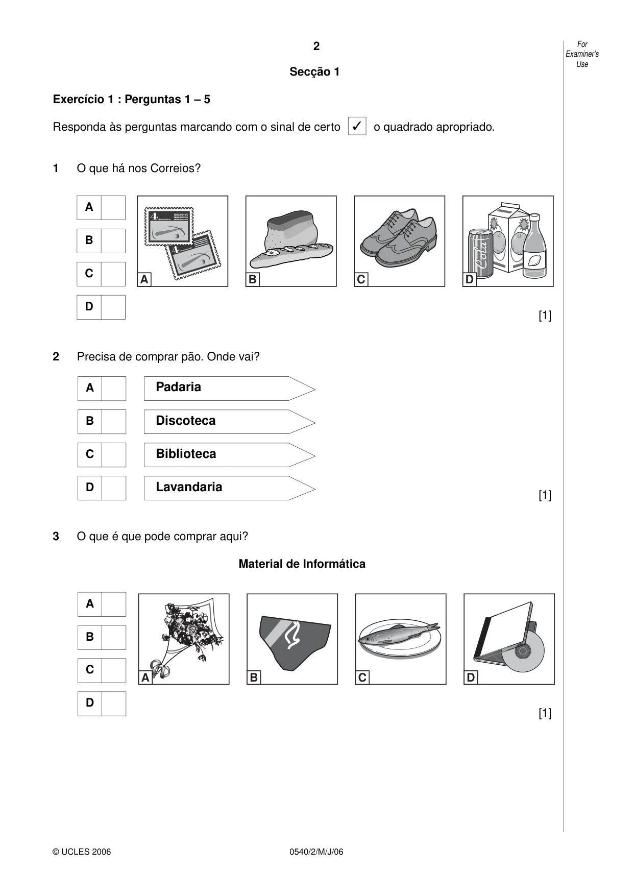 Cambridge IGCSE Portuguese - Foreign Language 0540 2006 May/June Paper 2 · Variant 1 question paper, page 2 of 20