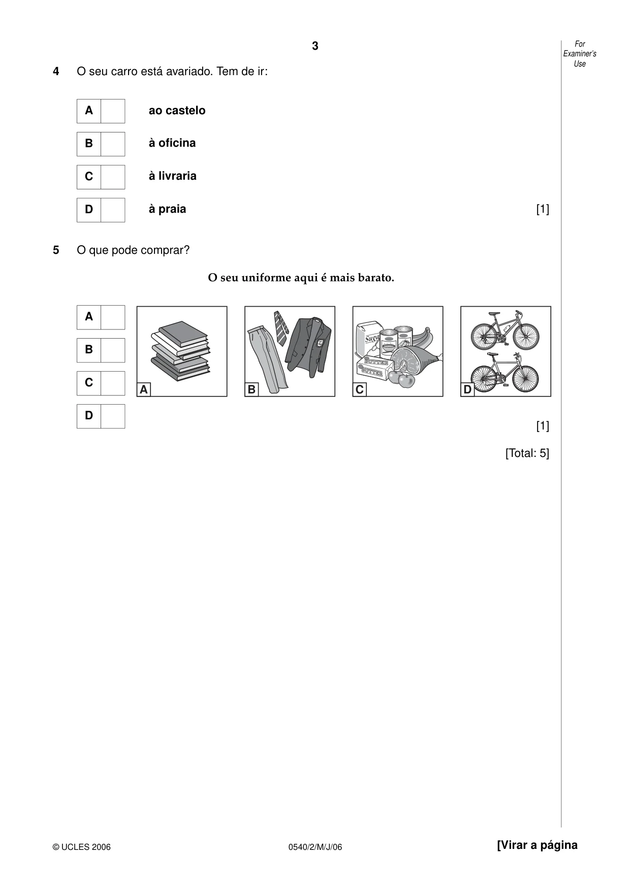Cambridge IGCSE Portuguese - Foreign Language 0540 2006 May/June Paper 2 · Variant 1 question paper, page 3 of 20