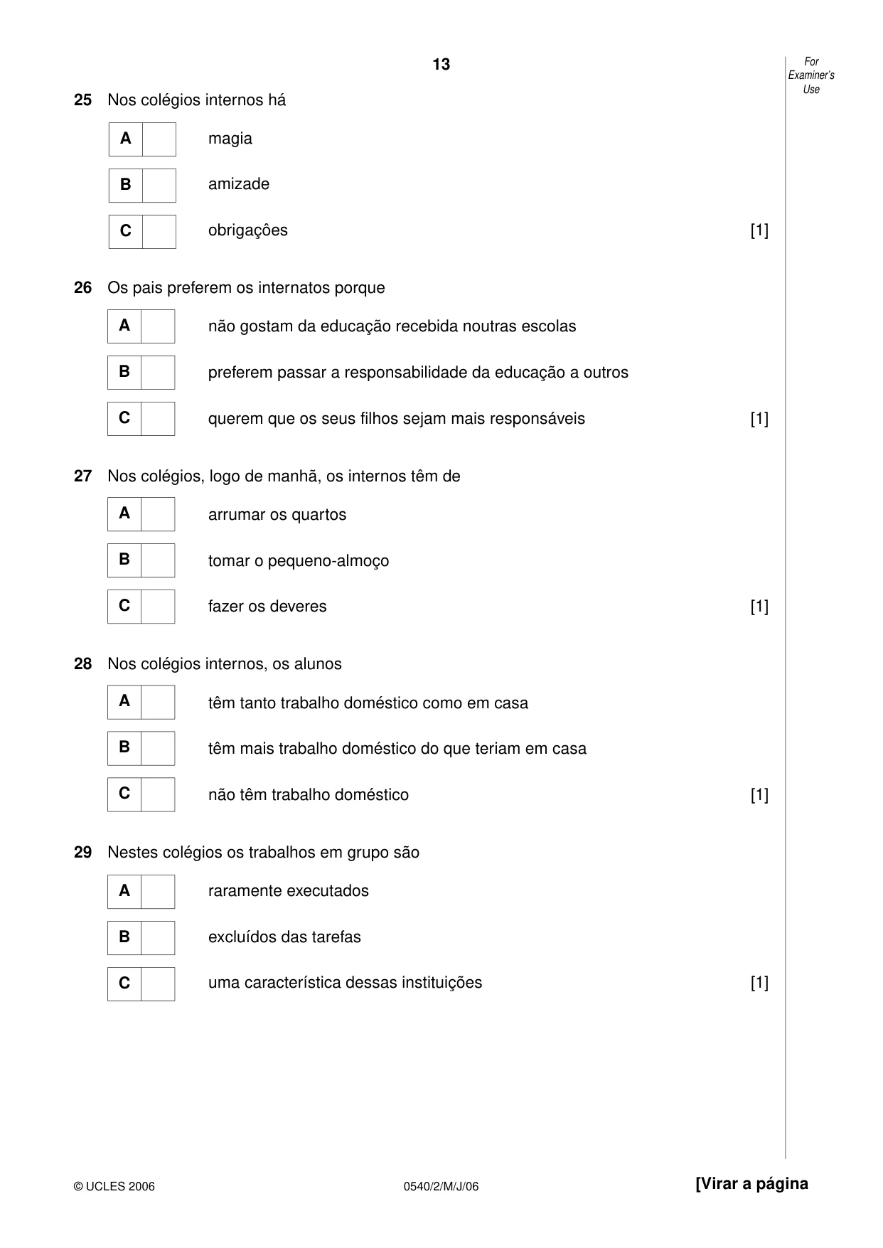 Cambridge IGCSE Portuguese - Foreign Language 0540 2006 May/June Paper 2 · Variant 1 question paper, page 13 of 20
