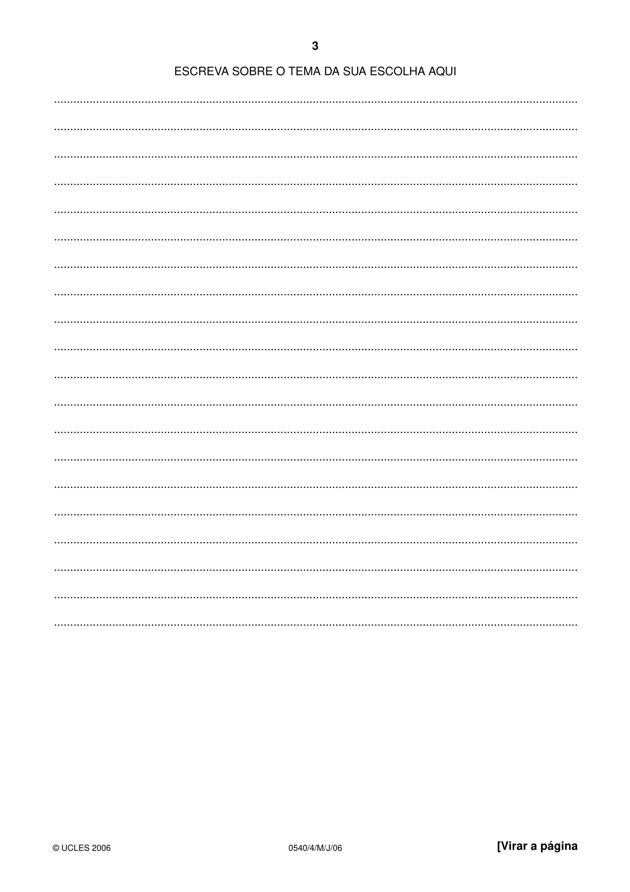 Cambridge IGCSE Portuguese - Foreign Language 0540 2006 May/June Paper 4 · Variant 1 question paper, page 3 of 4