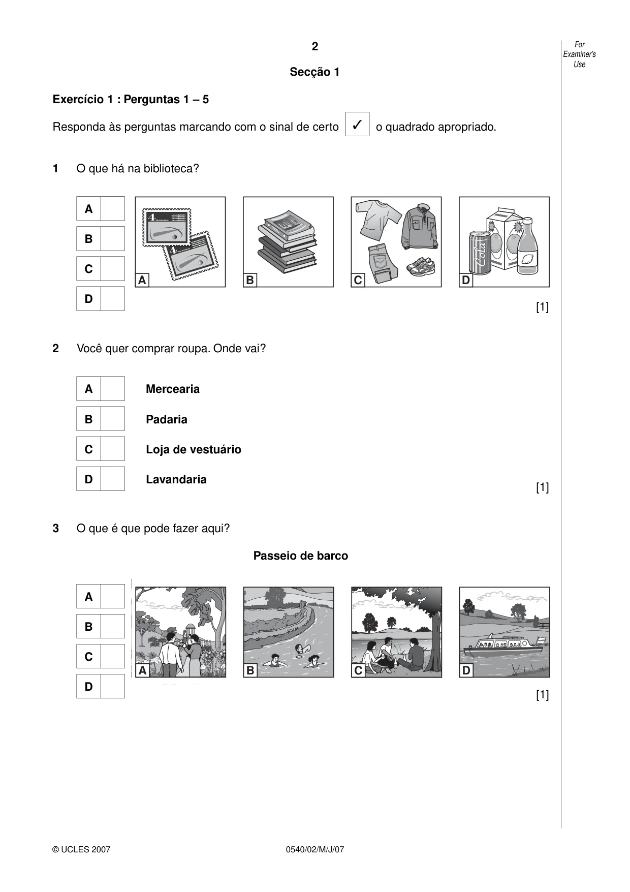 Cambridge IGCSE Portuguese - Foreign Language 0540 2007 May/June Paper 2 · Variant 1 question paper, page 2 of 20