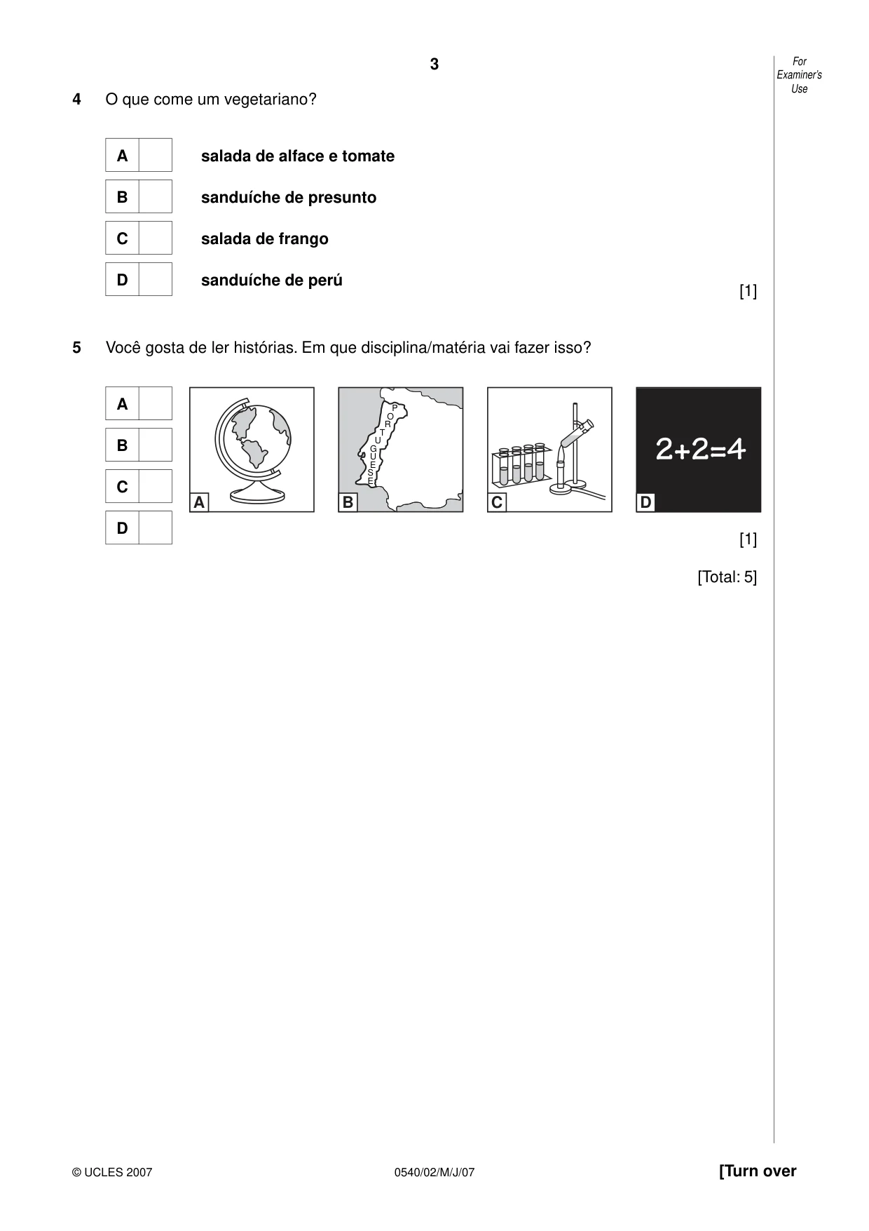 Cambridge IGCSE Portuguese - Foreign Language 0540 2007 May/June Paper 2 · Variant 1 question paper, page 3 of 20