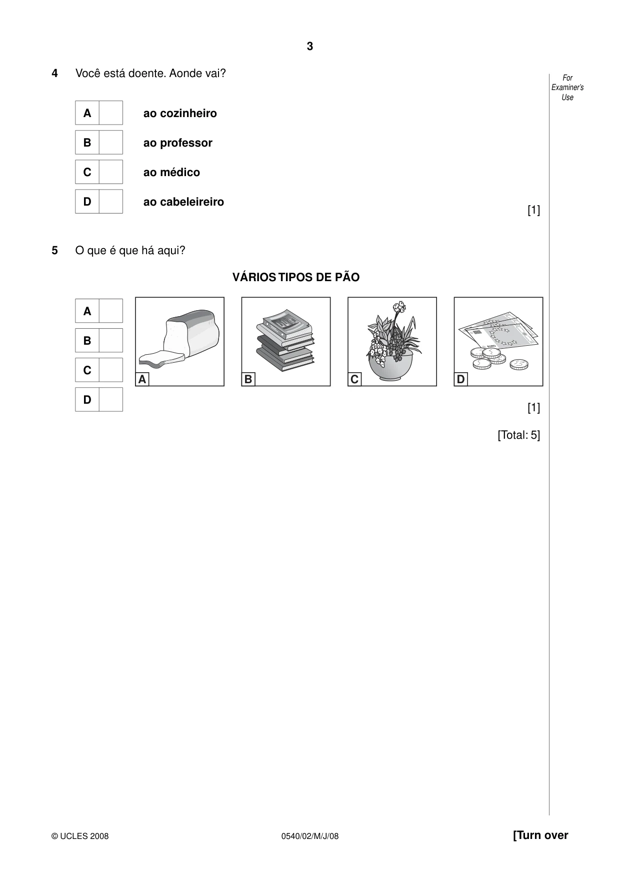 Cambridge IGCSE Portuguese - Foreign Language 0540 2008 May/June Paper 2 · Variant 1 question paper, page 3 of 16
