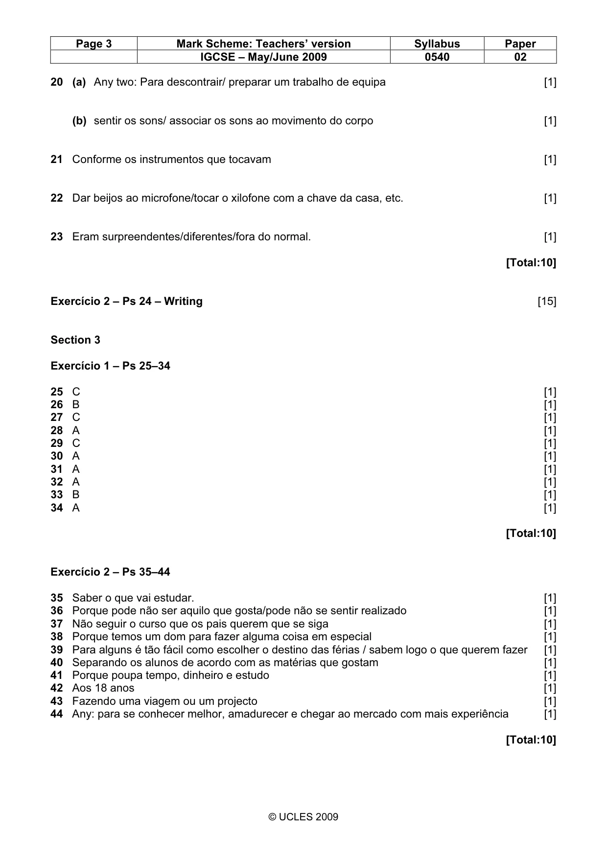 Mark scheme, page 3 of 3