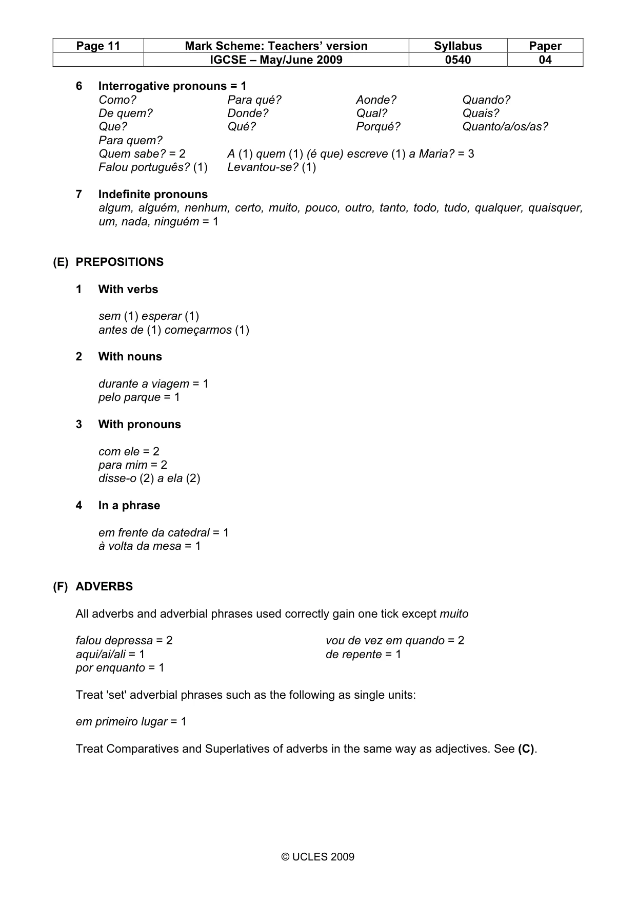 Mark scheme, page 11 of 13