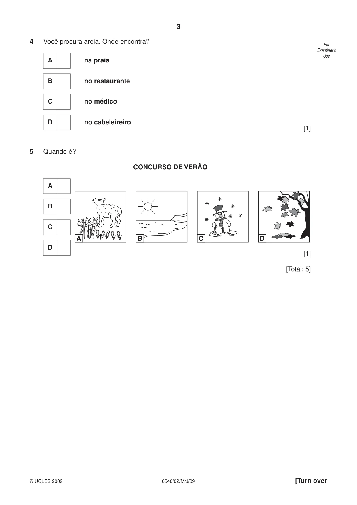 Cambridge IGCSE Portuguese - Foreign Language 0540 2009 May/June Paper 2 · Variant 1 question paper, page 3 of 16