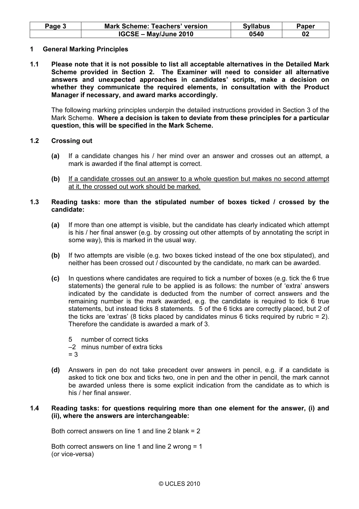 Mark scheme, page 3 of 11