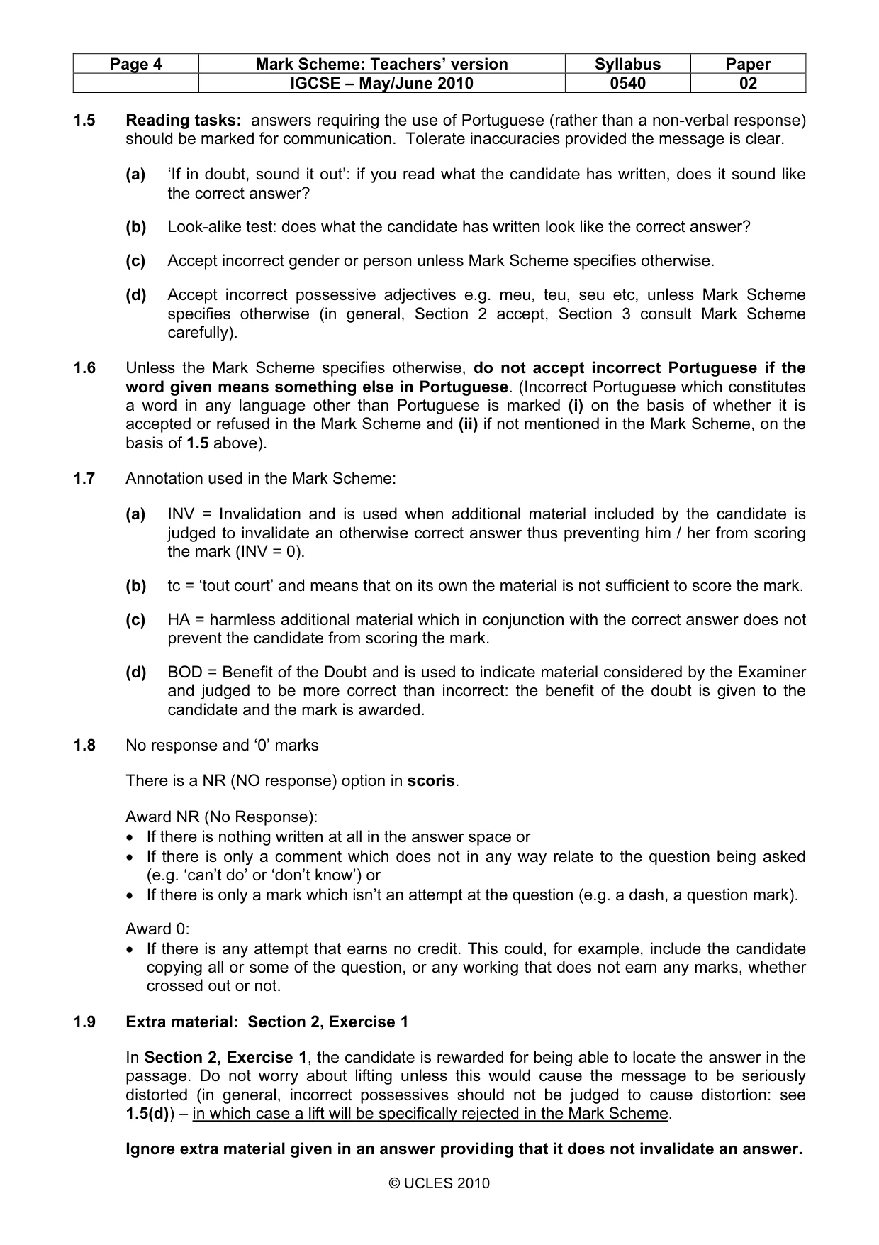 Mark scheme, page 4 of 11