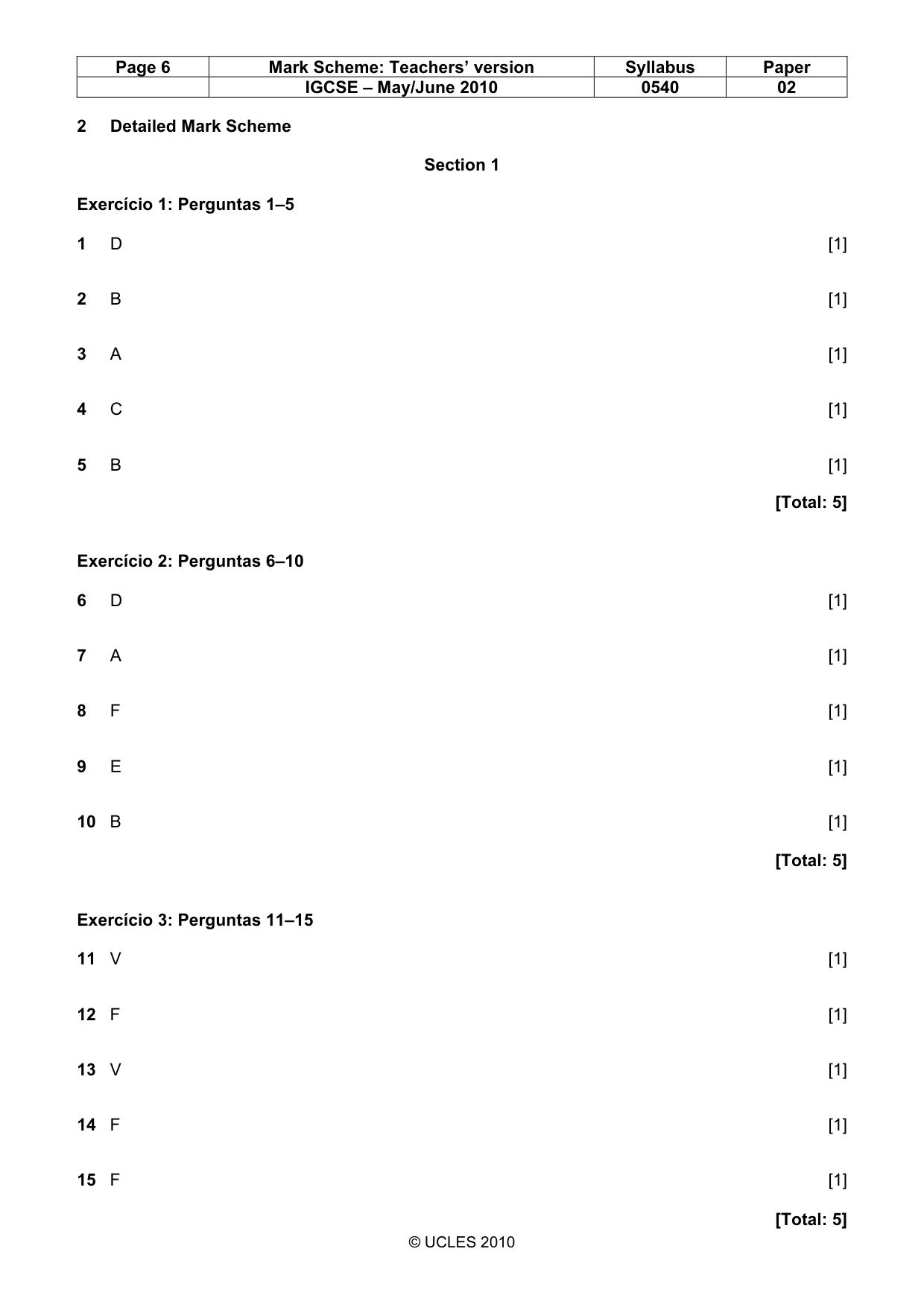 Mark scheme, page 6 of 11