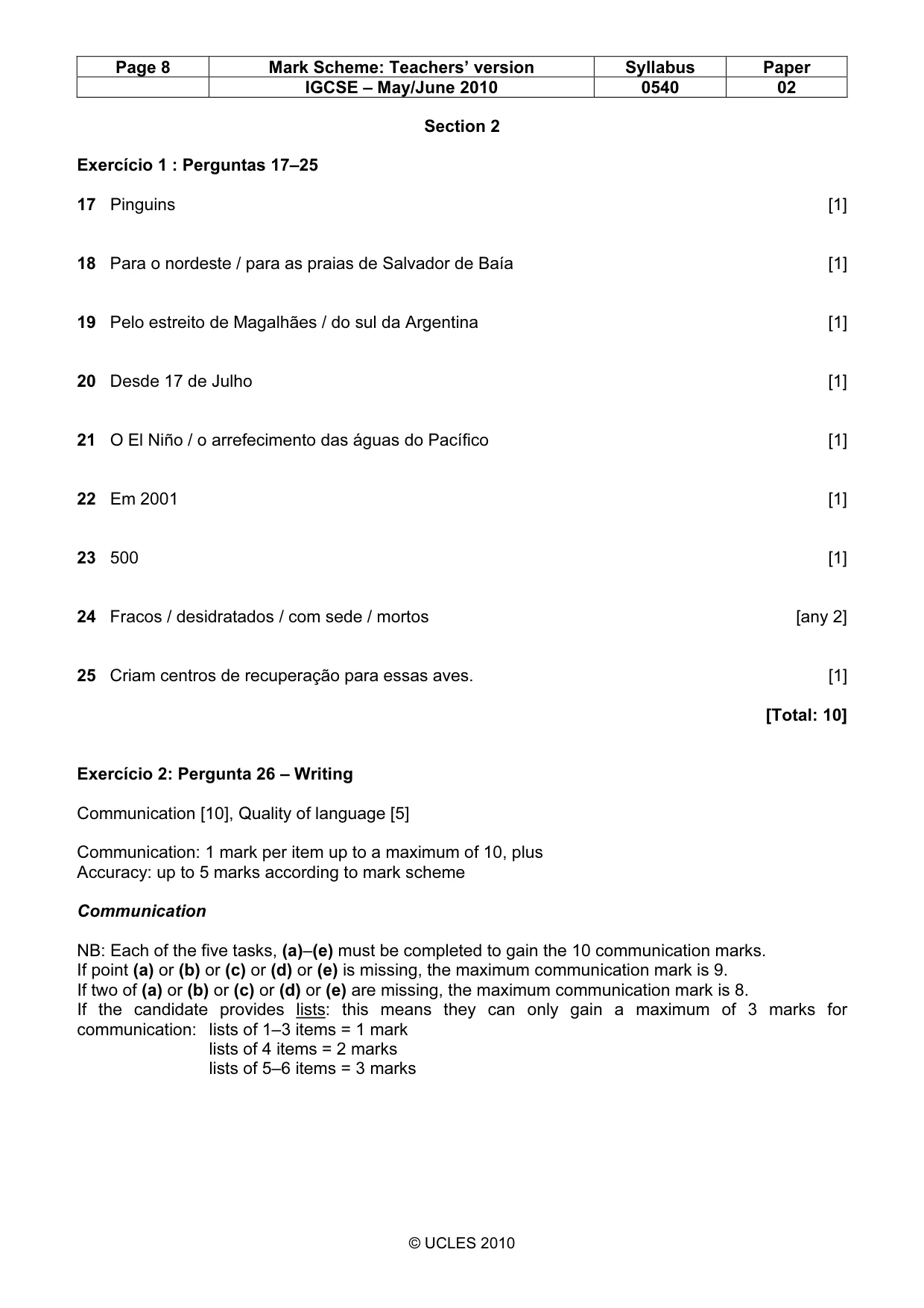 Mark scheme, page 8 of 11
