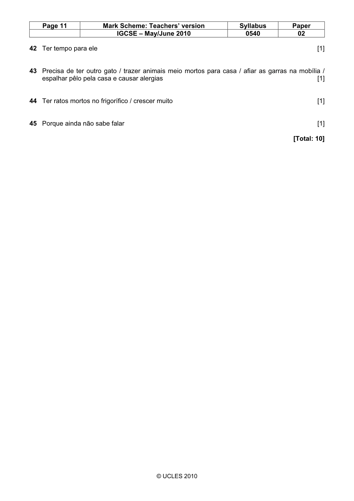 Mark scheme, page 11 of 11