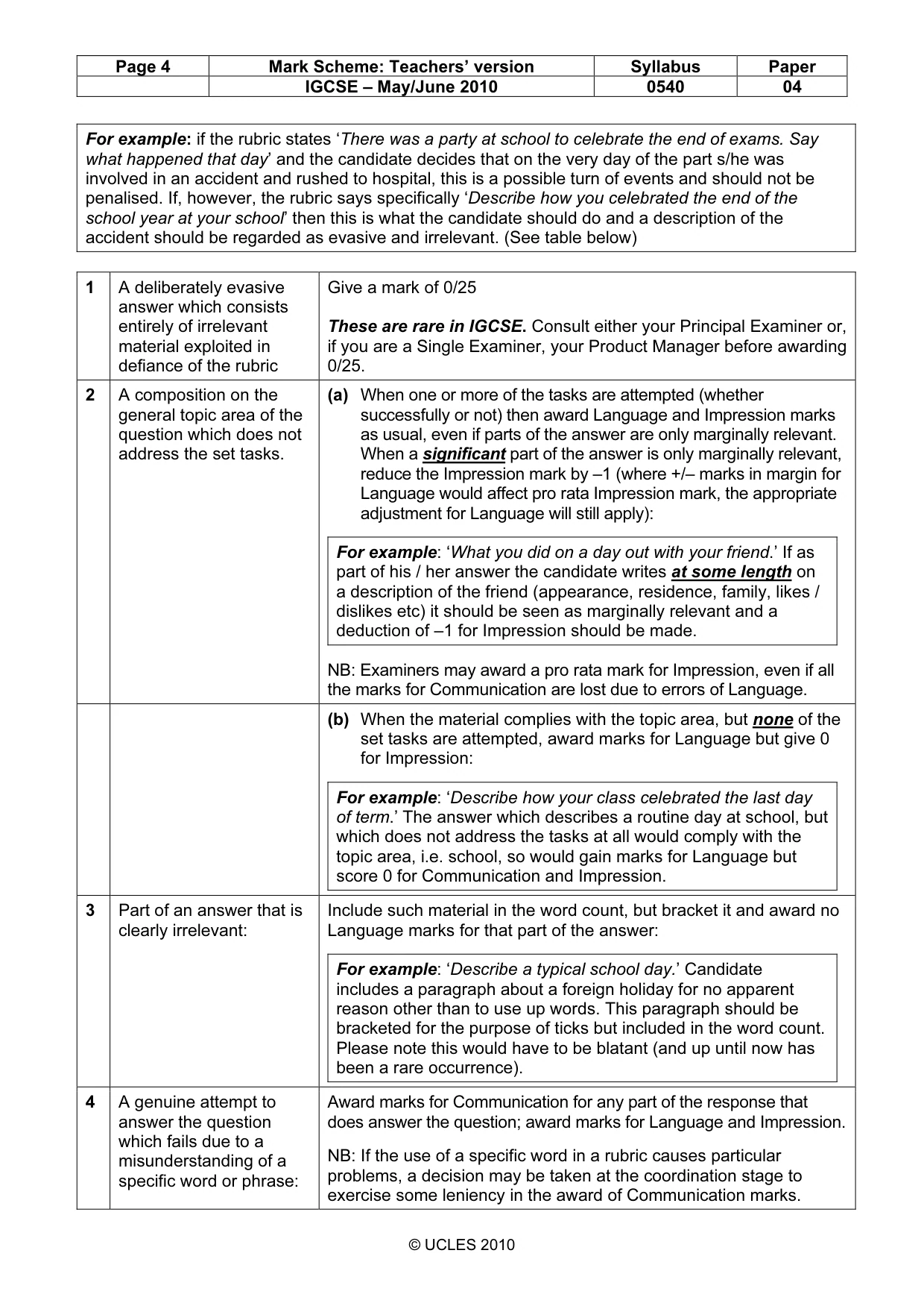 Mark scheme, page 4 of 14