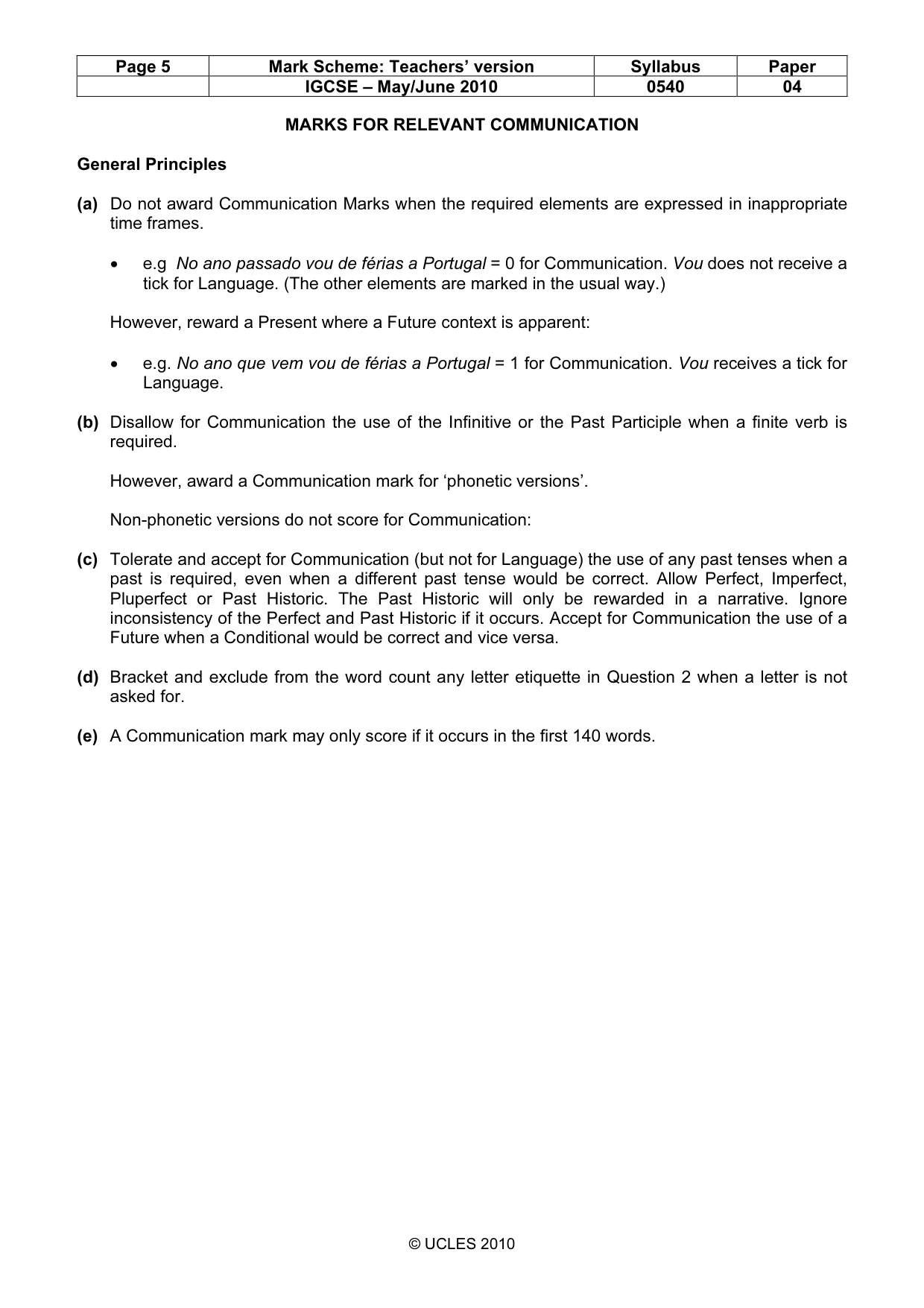 Mark scheme, page 5 of 14