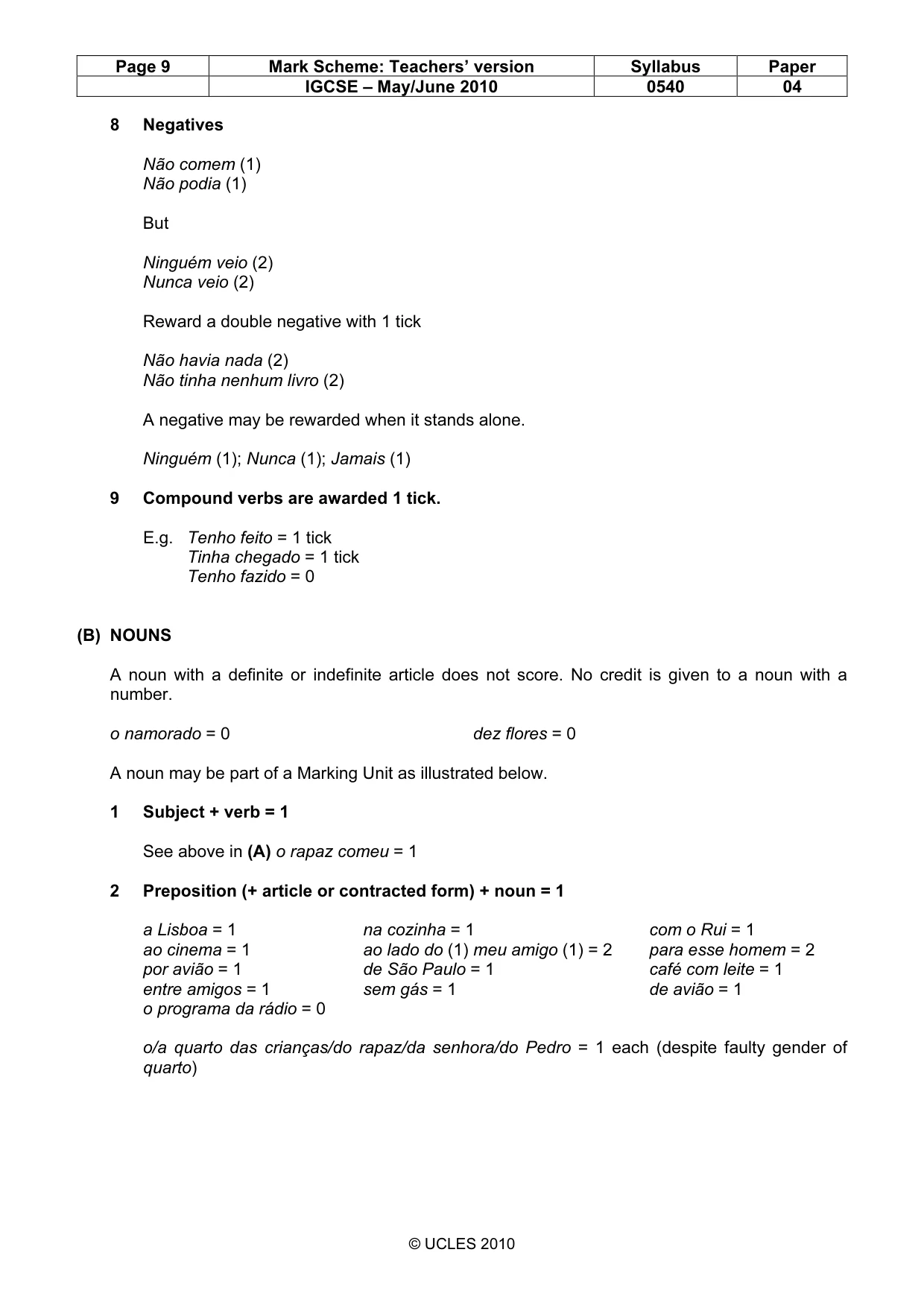 Mark scheme, page 9 of 14