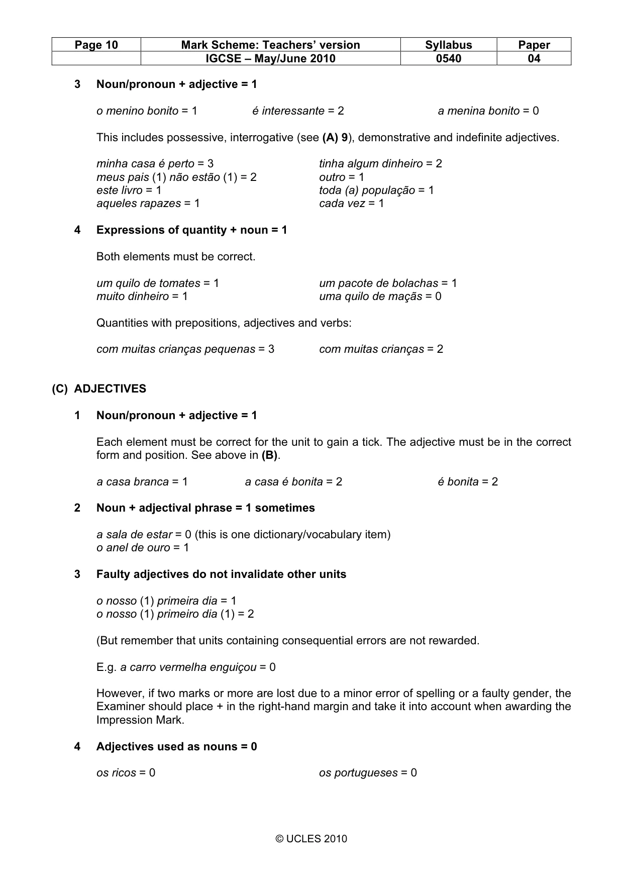 Mark scheme, page 10 of 14